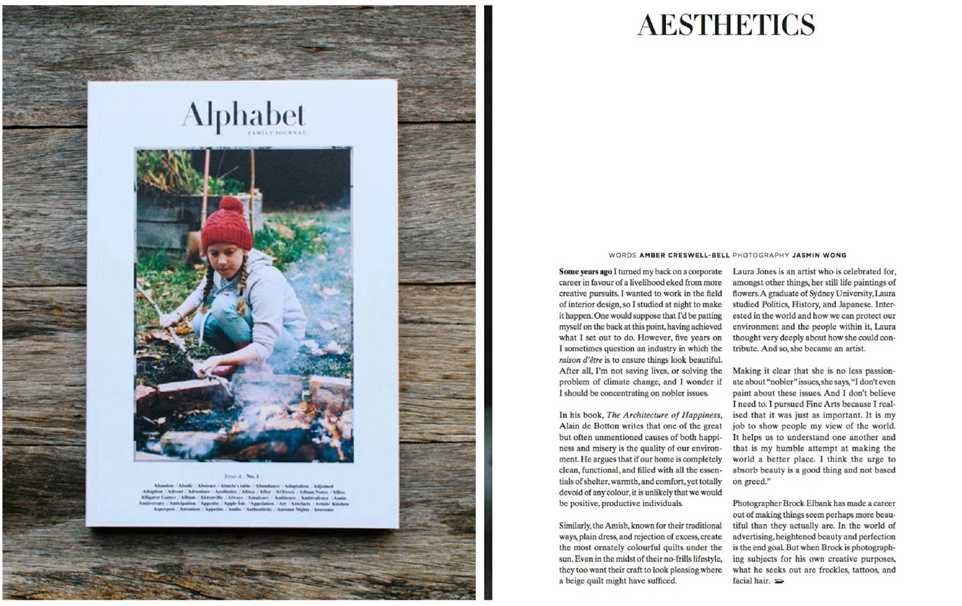 Article in Alphabet by Amber Creswell Bell.
