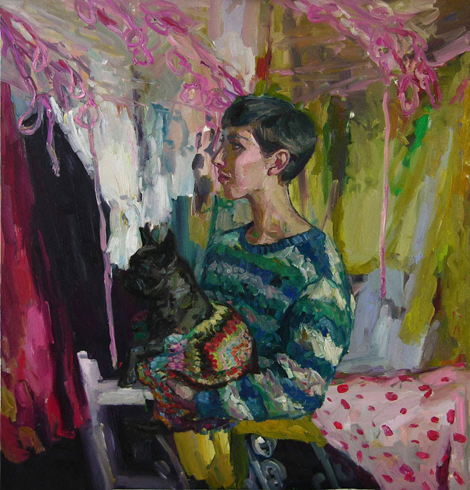 Portrait of Sophia with Lulu by Yvette Coppersmith