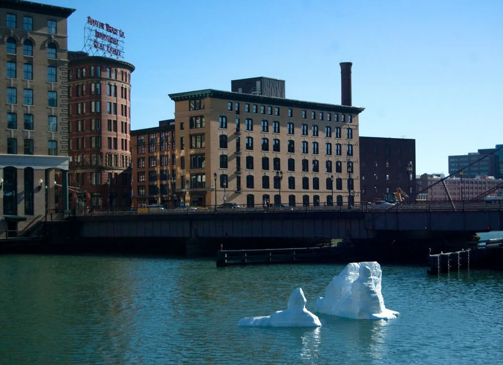 Gianna Stewart's "Iceberg" in Boston's Fort Point Channel. (Greg Cook/WBUR)