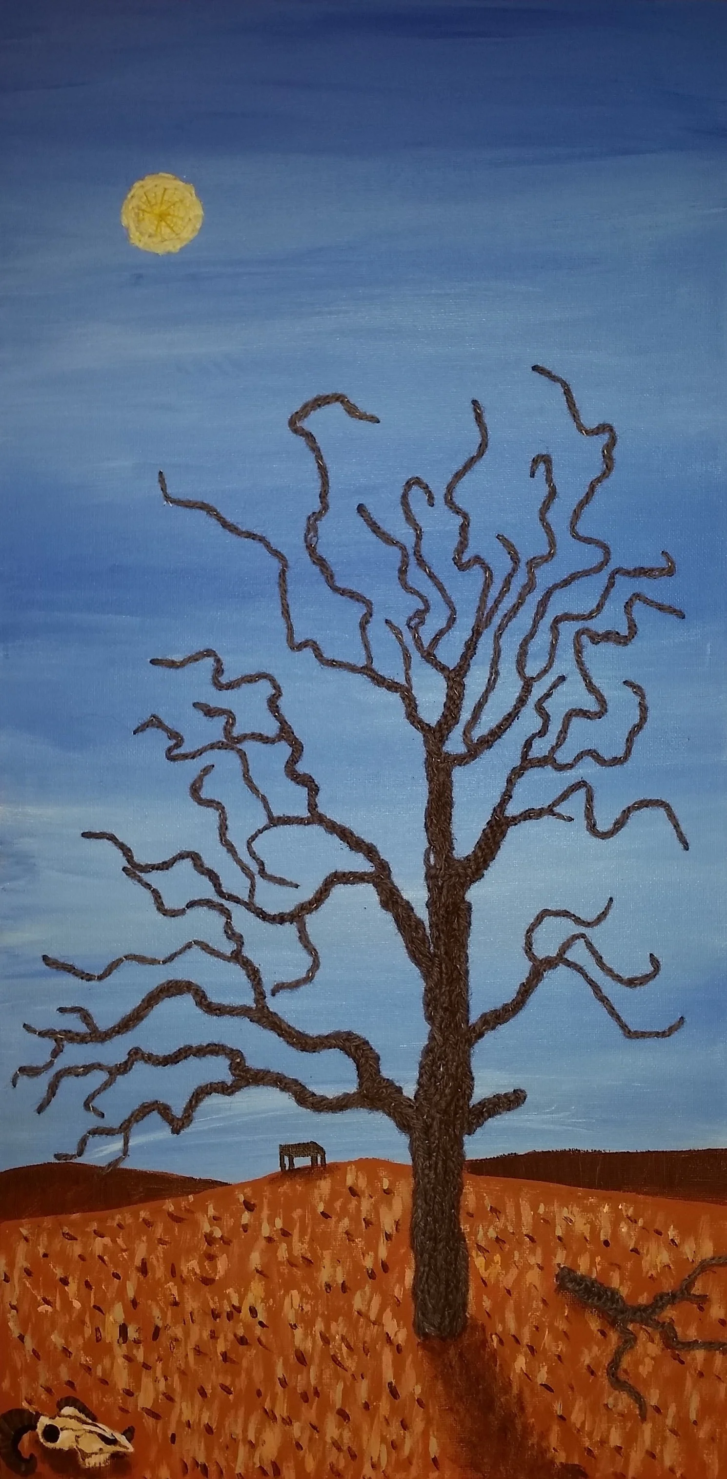 Drought 2015 Heather Snitch Acrylic and hand-dyed wool on canvas 61cm X 30cm