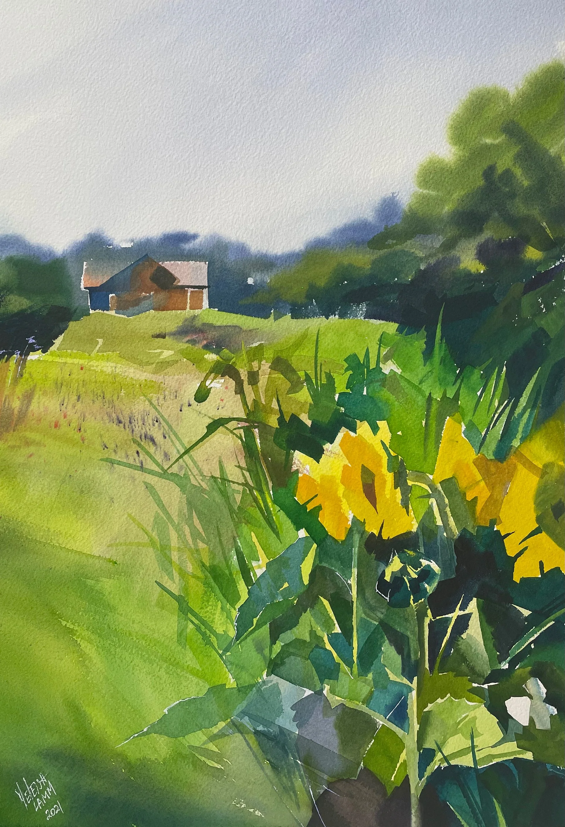   Afternoon  🔴   SOLD 13” x 19” watercolor 