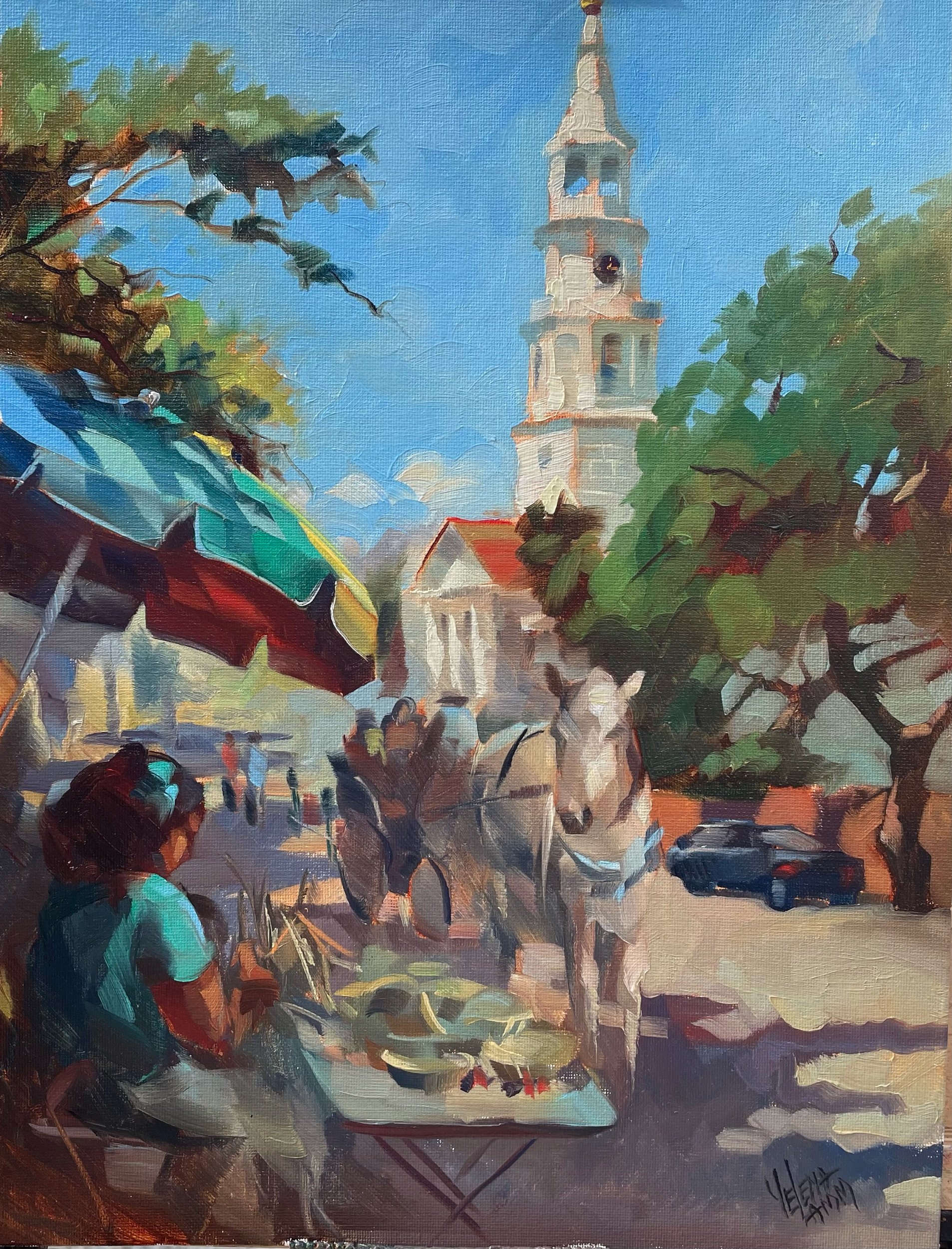   Meeting Street, Charleston SC  🔴 SOLD 20” x 10” oil  Second Place, NOAPS 2021  Small Works Wet Paint Competition      