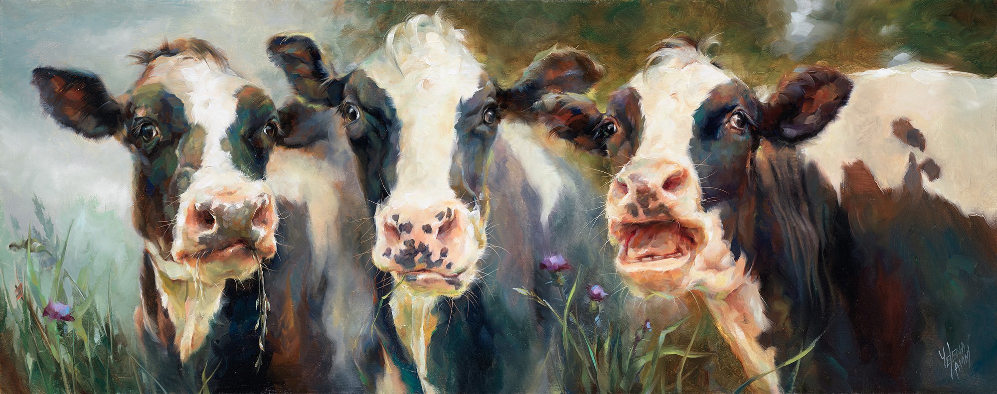   Dispute  🔴   SOLD 40” x 16” oil     Society of Animal Artists 63rd Annual Exhibition : Driftless Glen Purchase Award and SAA Newcomer Award 16th ARC (Art Renewal Center) Salon  Semi-Finalist  