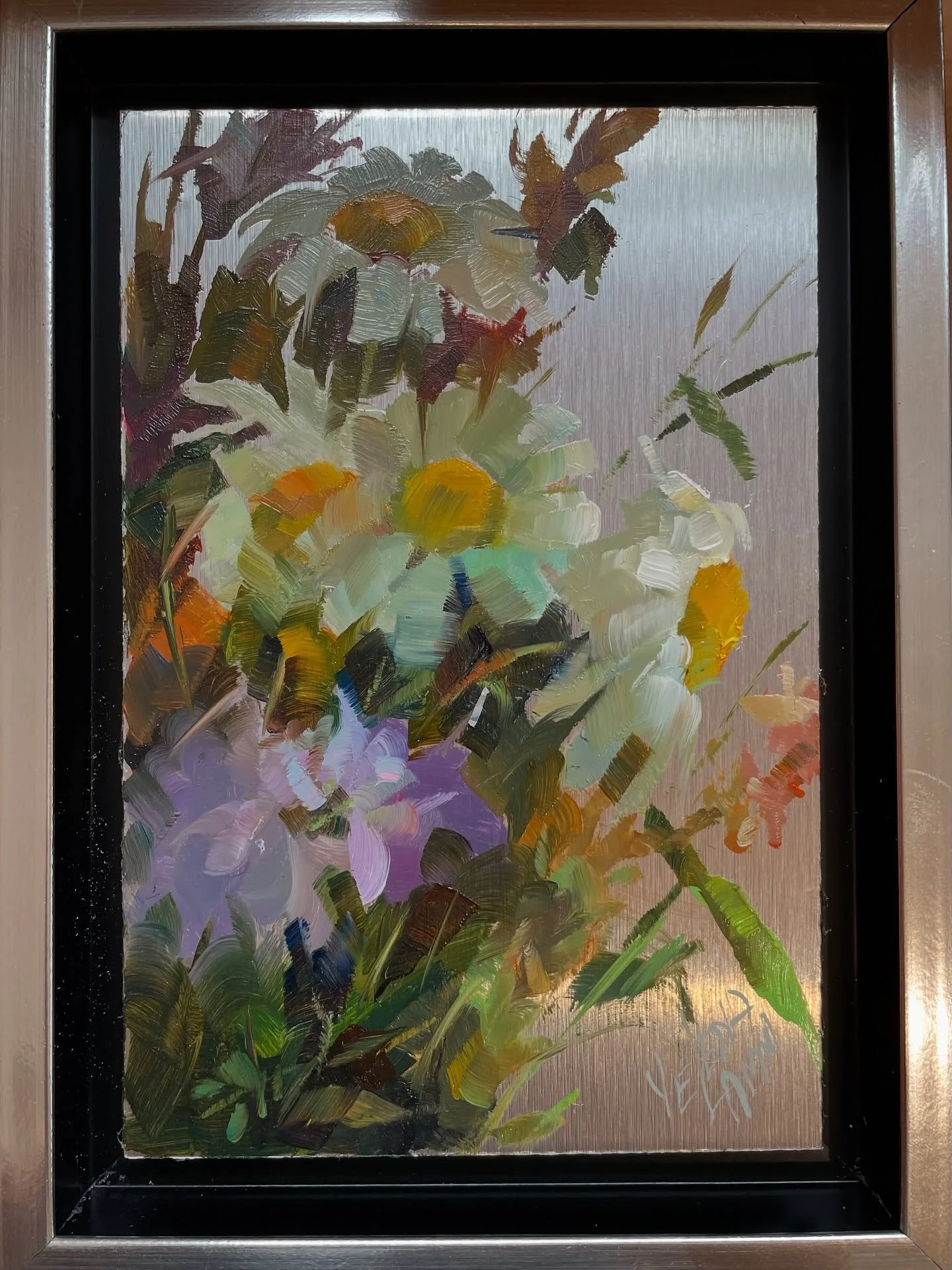 Four 6&rdquo;x4&rdquo; &ldquo;Petit Petals&rdquo;, oil on aluminum, framed in cute floaters, are going to @reinertfineart 

#PetitePetals #MiniaturePainting #SmallArtworks #FloralPainting #FlowerArt #BotanicalArt #OilPainting #DailyPainting #SmallPai