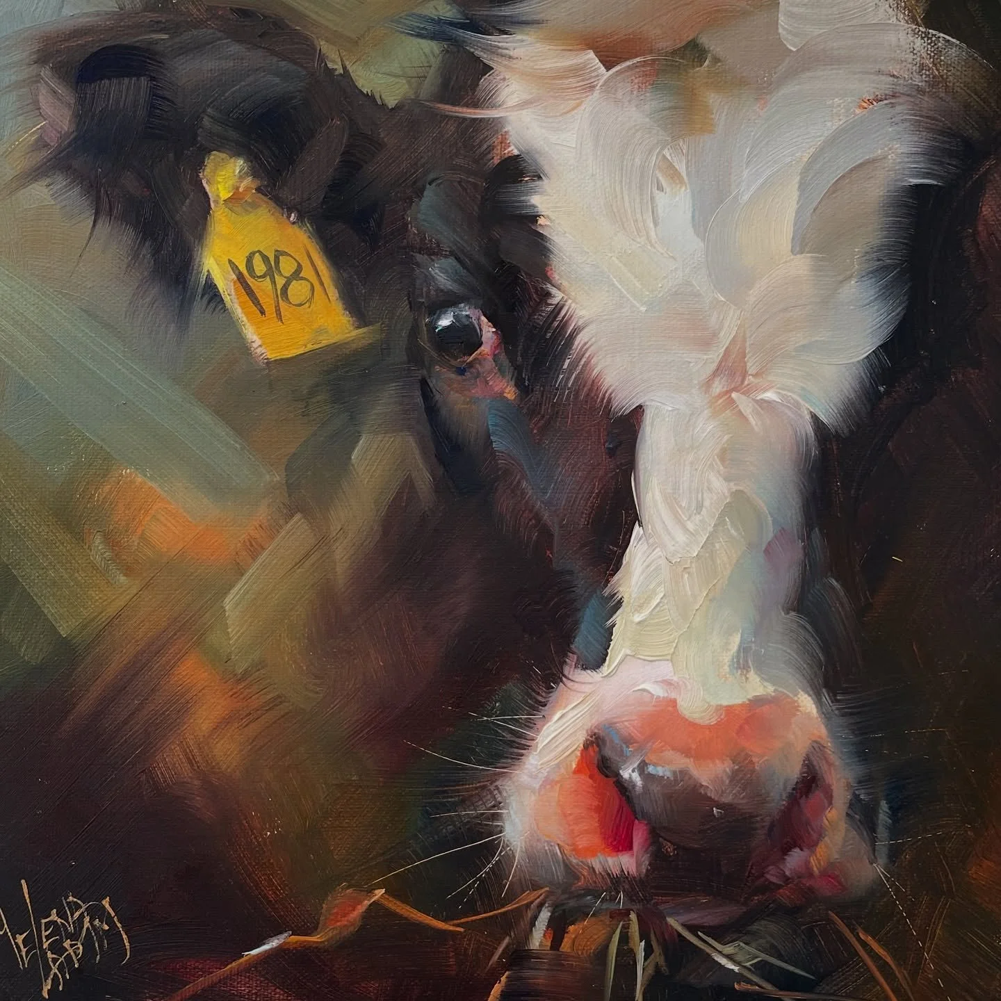 New cute 8x8 oil Moo.