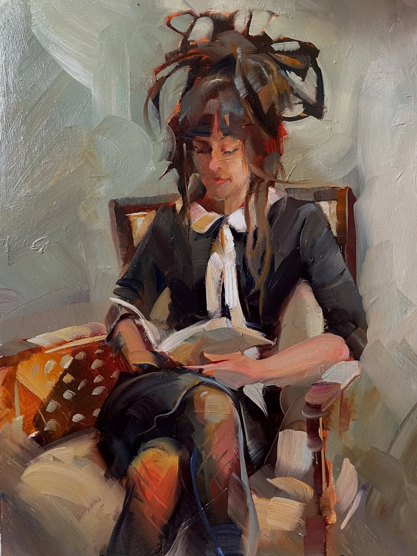 2 hr 15x11&rdquo; oil &mdash; Good to be back in my studio! Hanging out with friends and our supermodel @penny.lane.dreadful Nicole after best ever 6 weeks Artist in Residence at @nemacolin  #livemodeldrawing #figurativeartist #oilsketch #allaprimapa