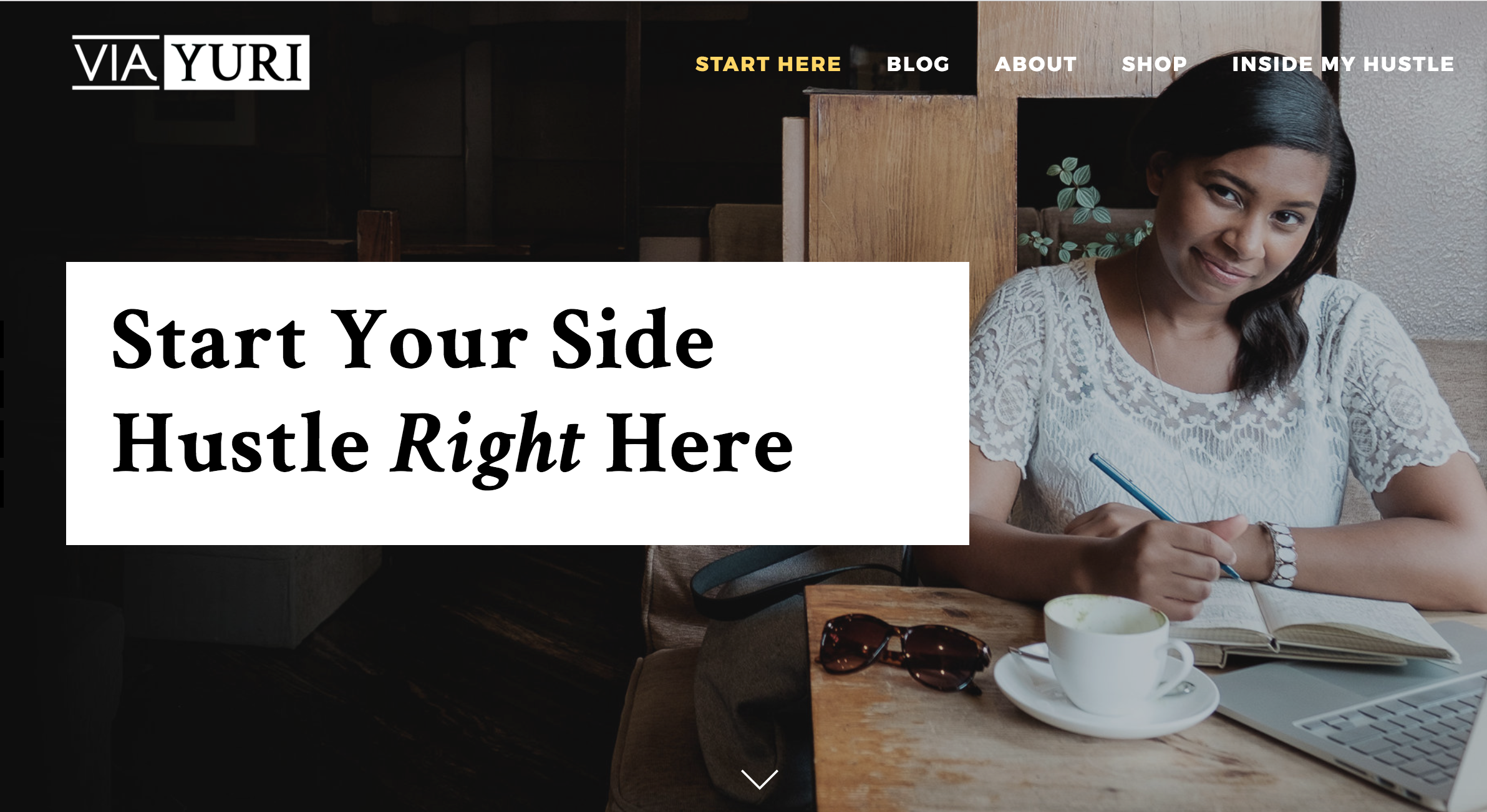 FYI that white block comes with my Squarespace template, but it would be just as easy to create it in InDesign. 