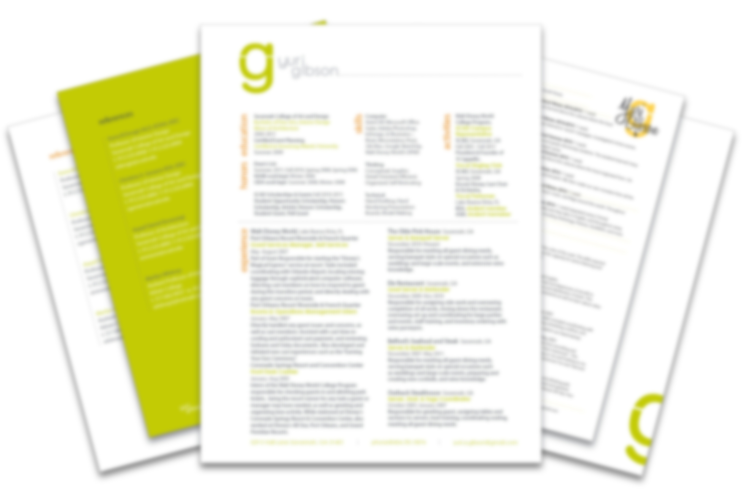 These are images of some of my resumes, references letters, and cover letters I've created using InDesign (image is purposely blurred to not release any sensitive info, but I'm sure you get the idea: )