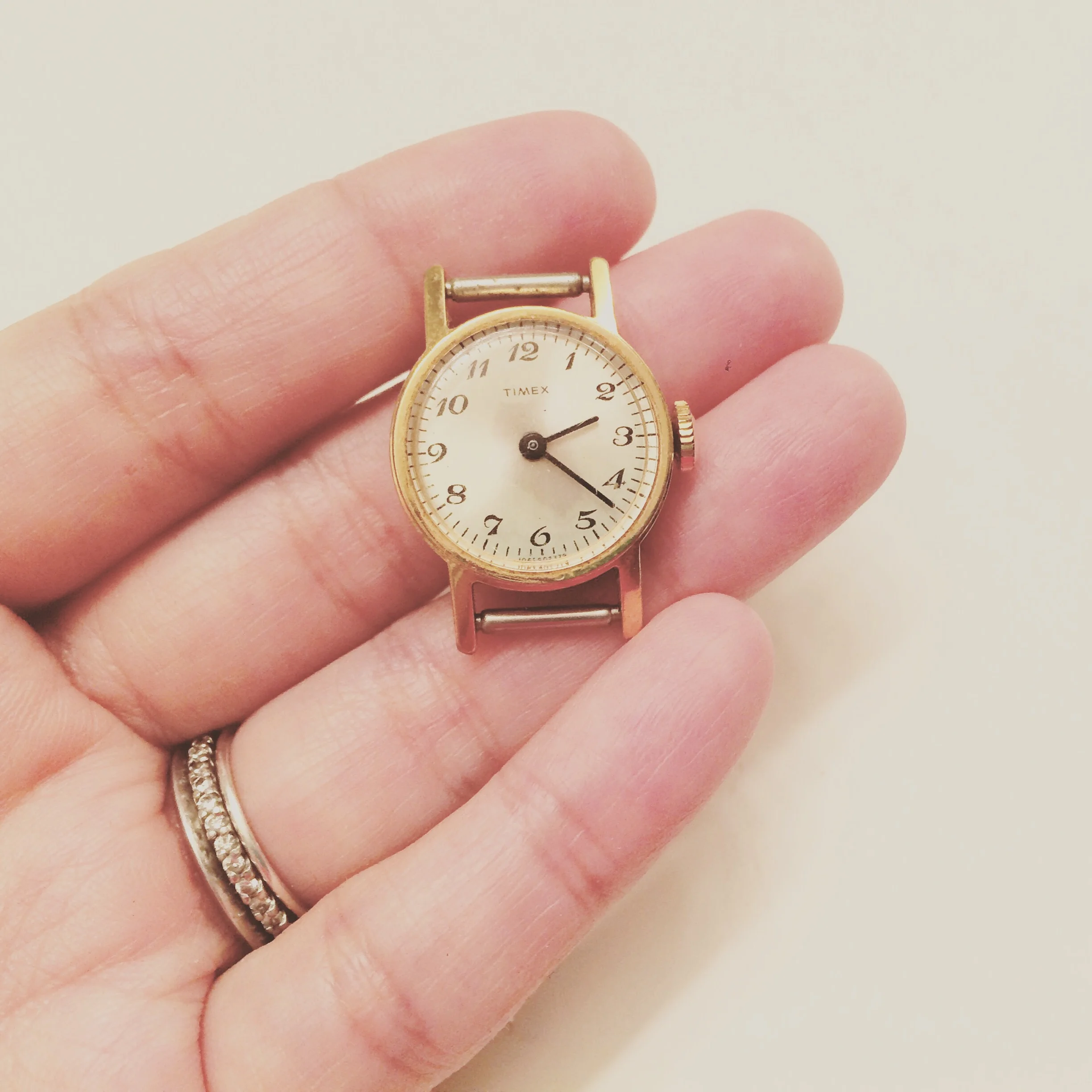 I have a very distinct memory of my grandpa taking me to the bank to open my own savings account when I was around 10 years old. They gave away gifts for doing such things at the time, and I got this watch. It had a black croc-embossed type wristband and I thought it was super fancy. I wore that watch for years. It just occurred to me that I should have it repaired and maybe start wearing it again. I'm grateful for the memory of that day and of my grandpa.