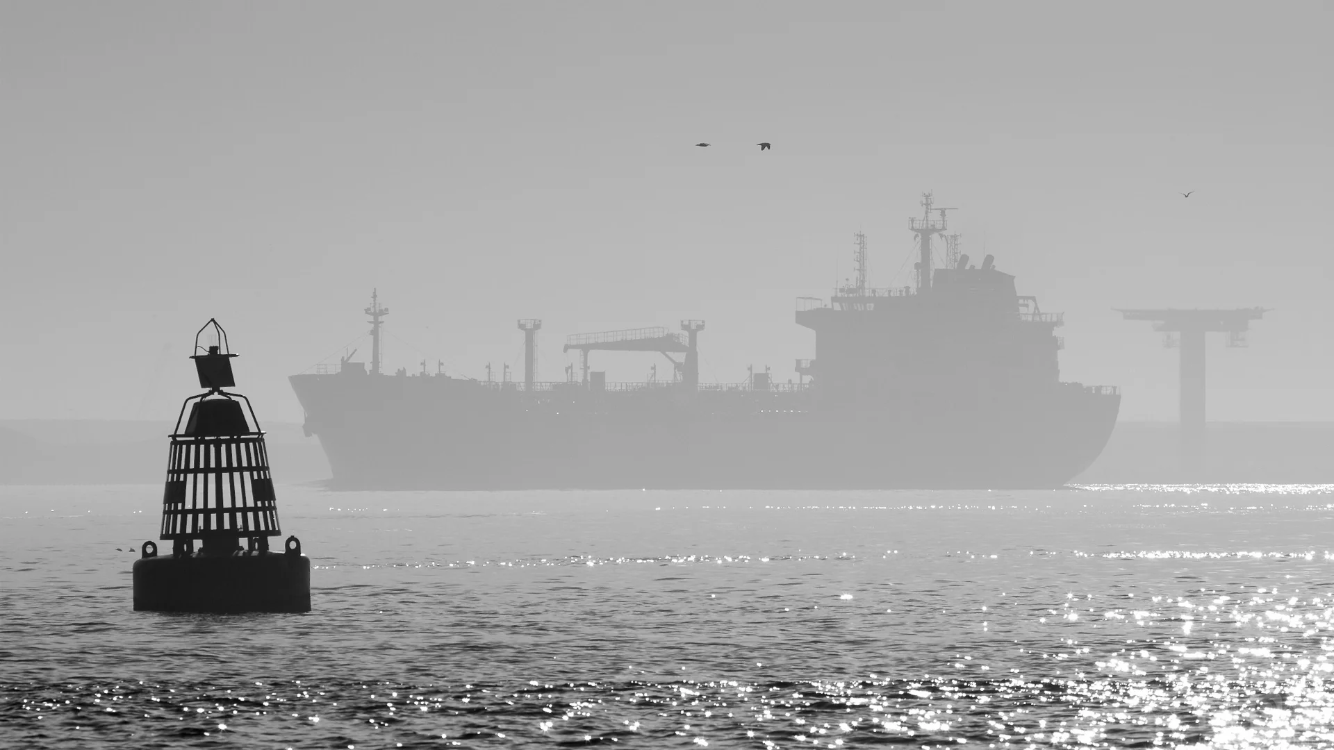 Entering the Port of Rotterdam in Black and White.jpg