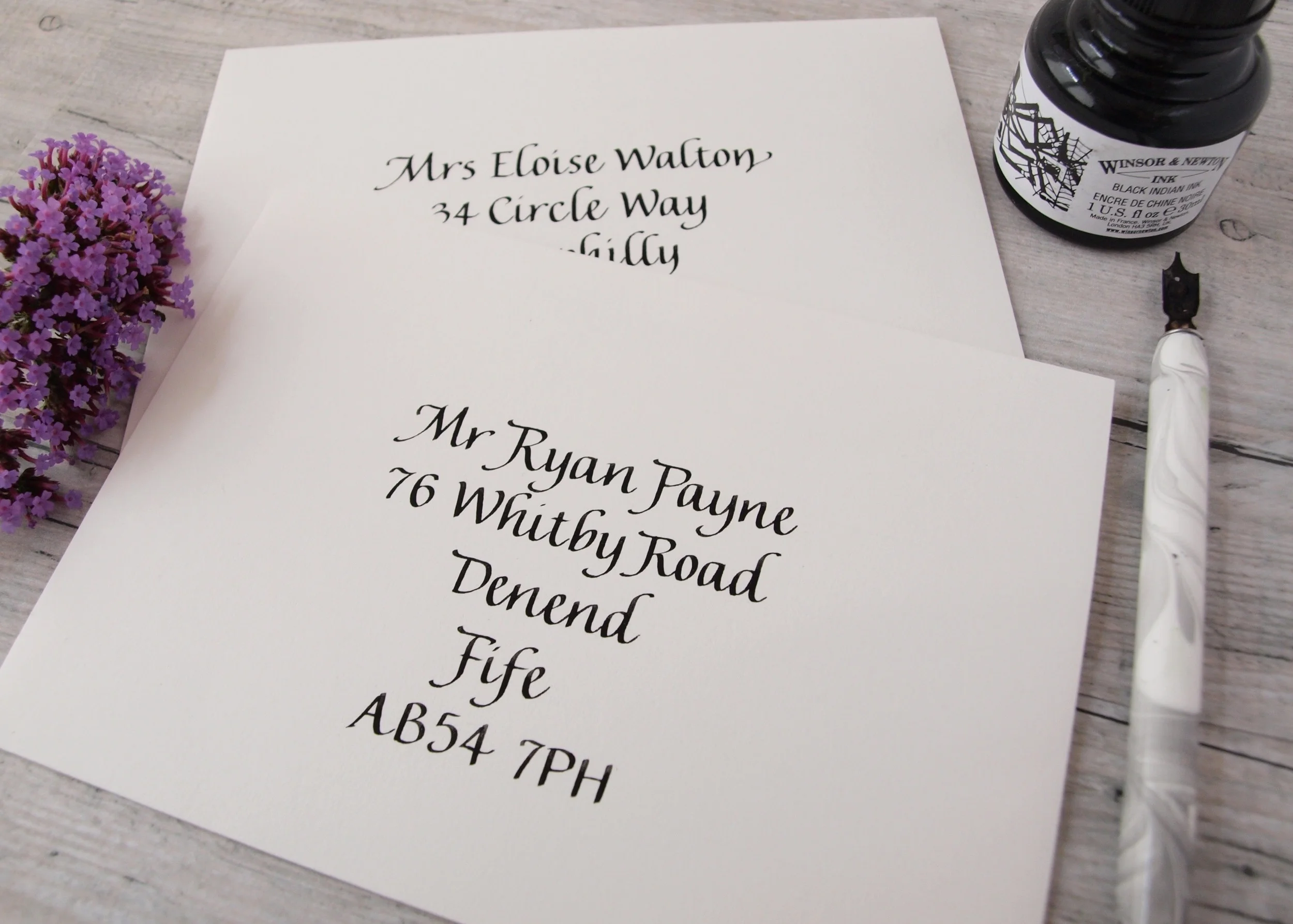 Calligraphy on envelopes — Fluid Calligraphy