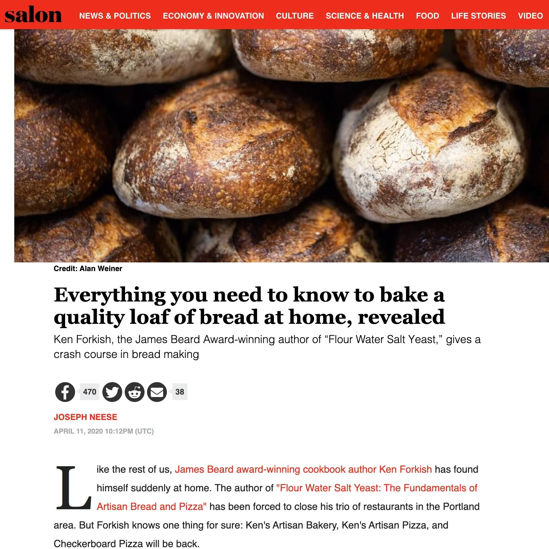 Ken Forkish on Salon