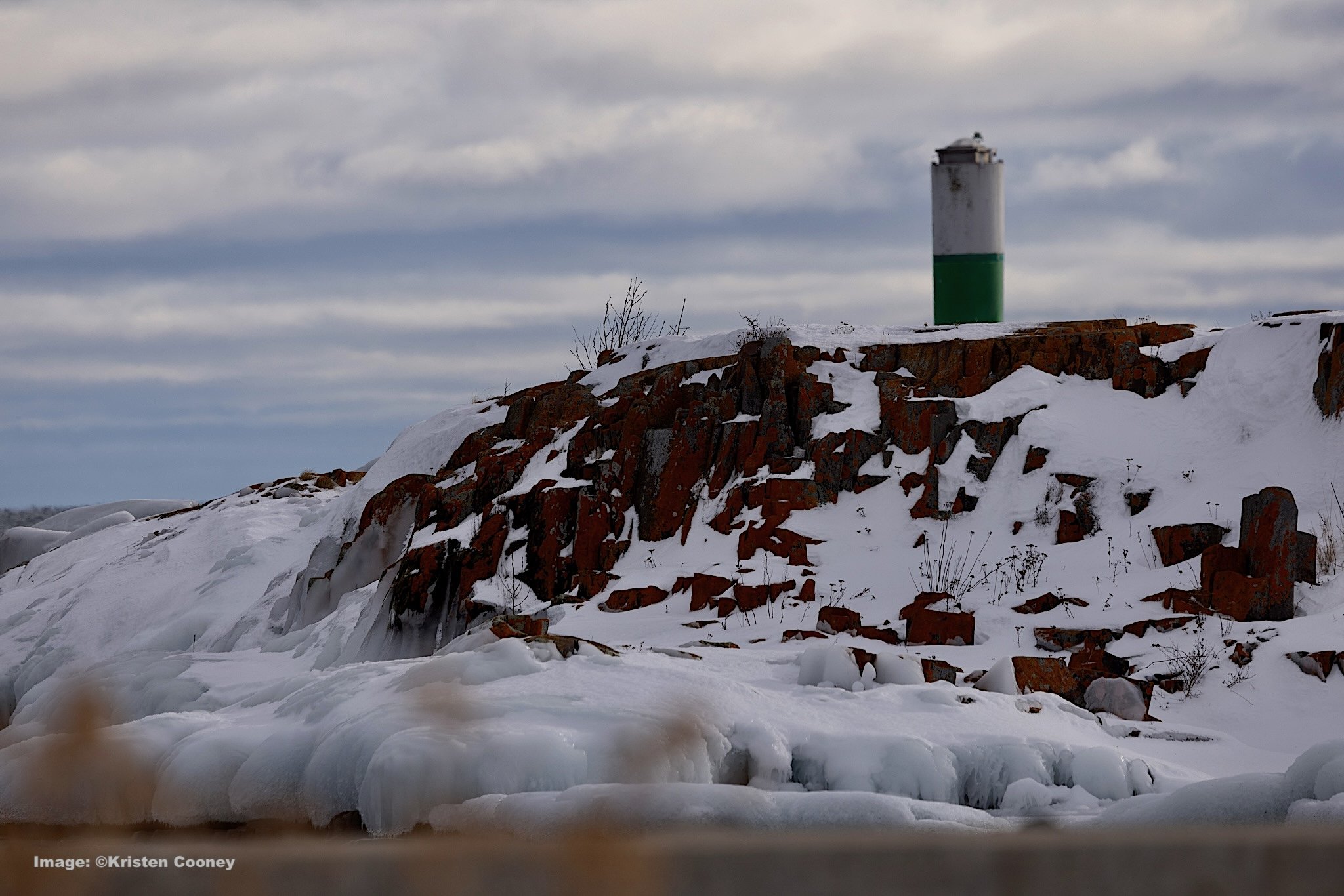 Near Grand Marais, Minnesota, a frozen jetty on Lake Superior's shoreline