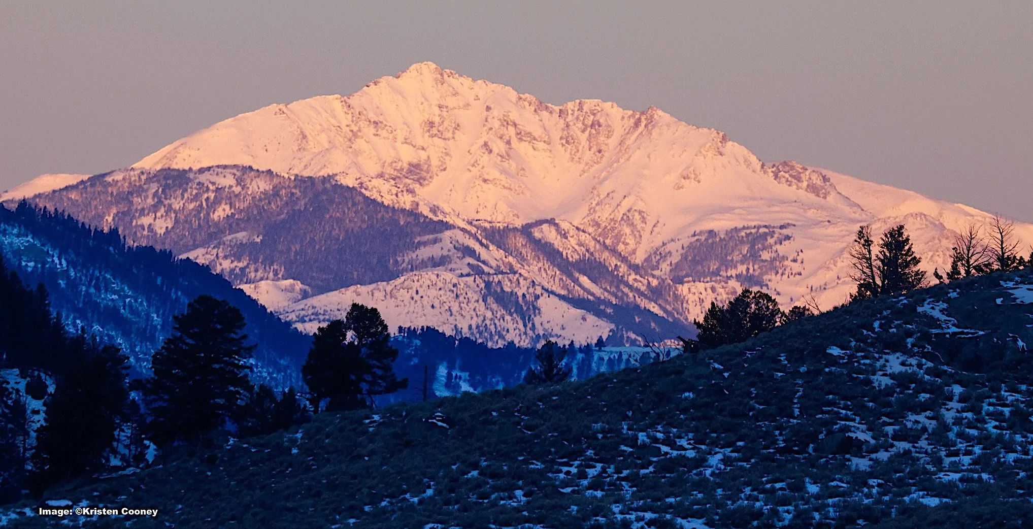 Yellowstone's Electric peak glows at dawn