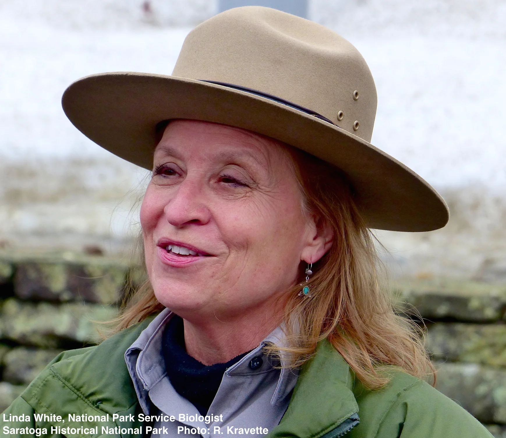SHNP's Biologist Linda White never missed a beat POINTing OUT EVIDENCE (SCAT) OF SMALL MAMMALS & BIRDS and explaining the park's flora. all the while interspersing her narrative with fascinating stories of the area's revolutionary War role.
