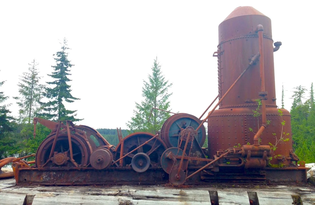 AN ABANDONED NAUKATI STEAM DONKEY NEAR THE SALT CHUCK MINE. IMAGE: THANKS TO LUKE.