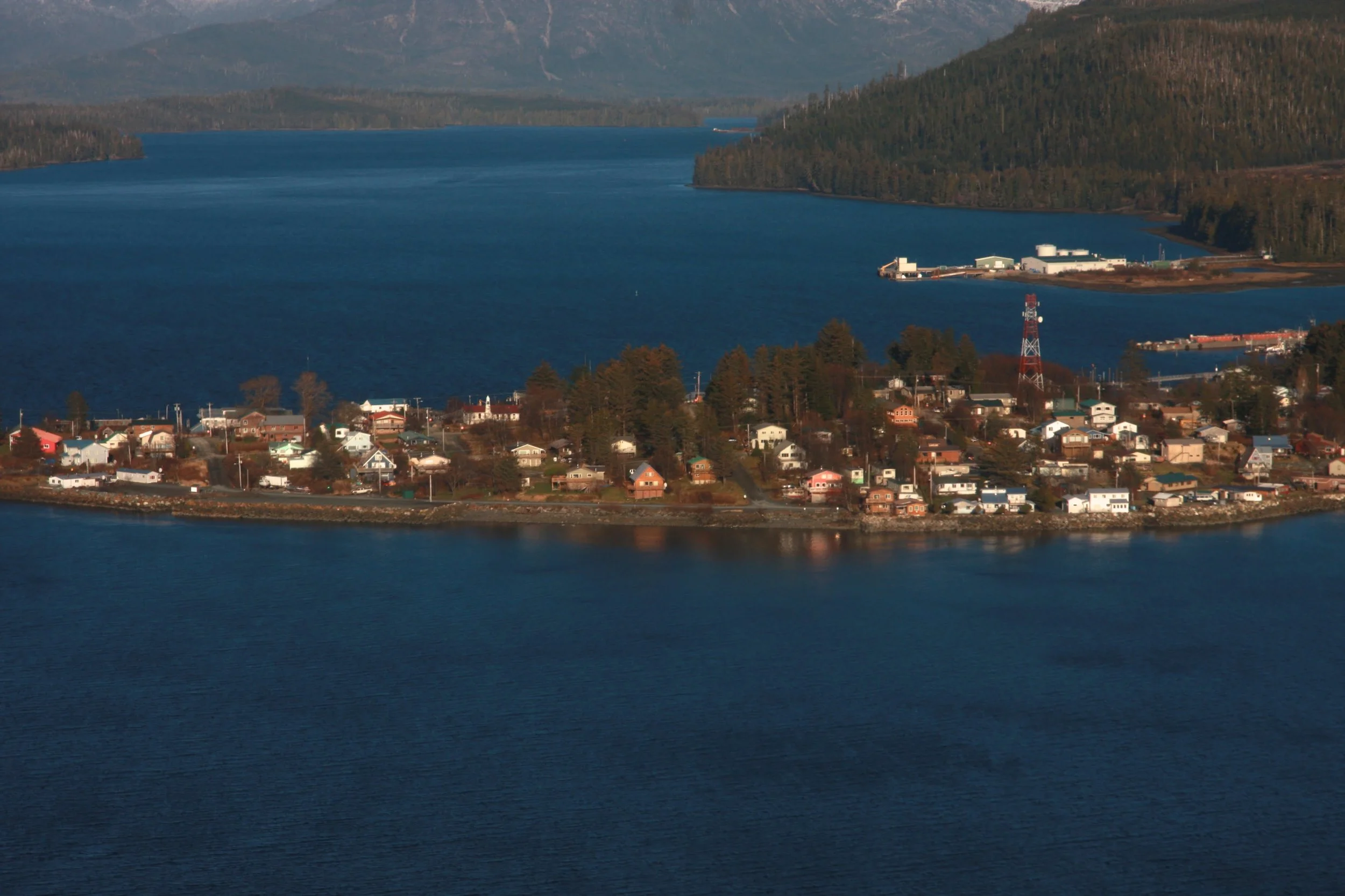THE PENINSULA AT CRAIG, PRINCE OF WALES LARGEST CITY FROM THE AIR. IMAGE: