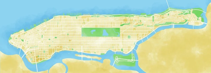 Map of Manhattan showing Central Park