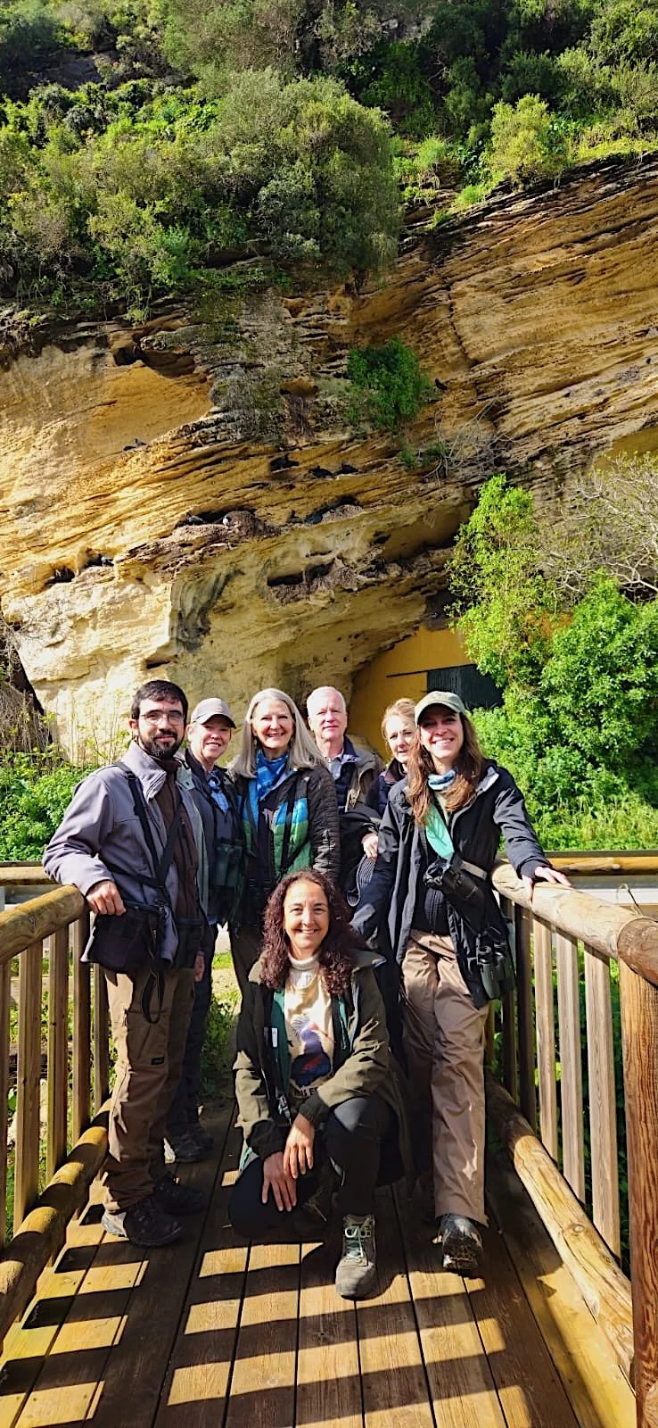 Nacho, Cathy, Connie, Peter, Terry, Anna and Chuss Fernández, who monitors the alpine (and local) NBI project in Southern Spain  
