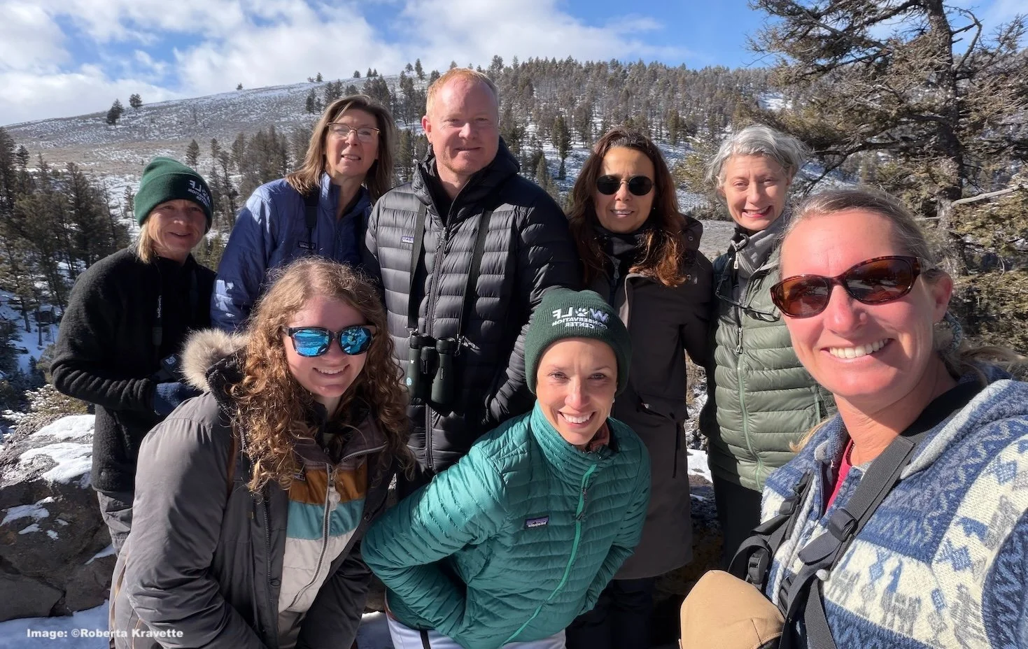 Celebrating a success wolf sighting expedition in Yellowstone National Park