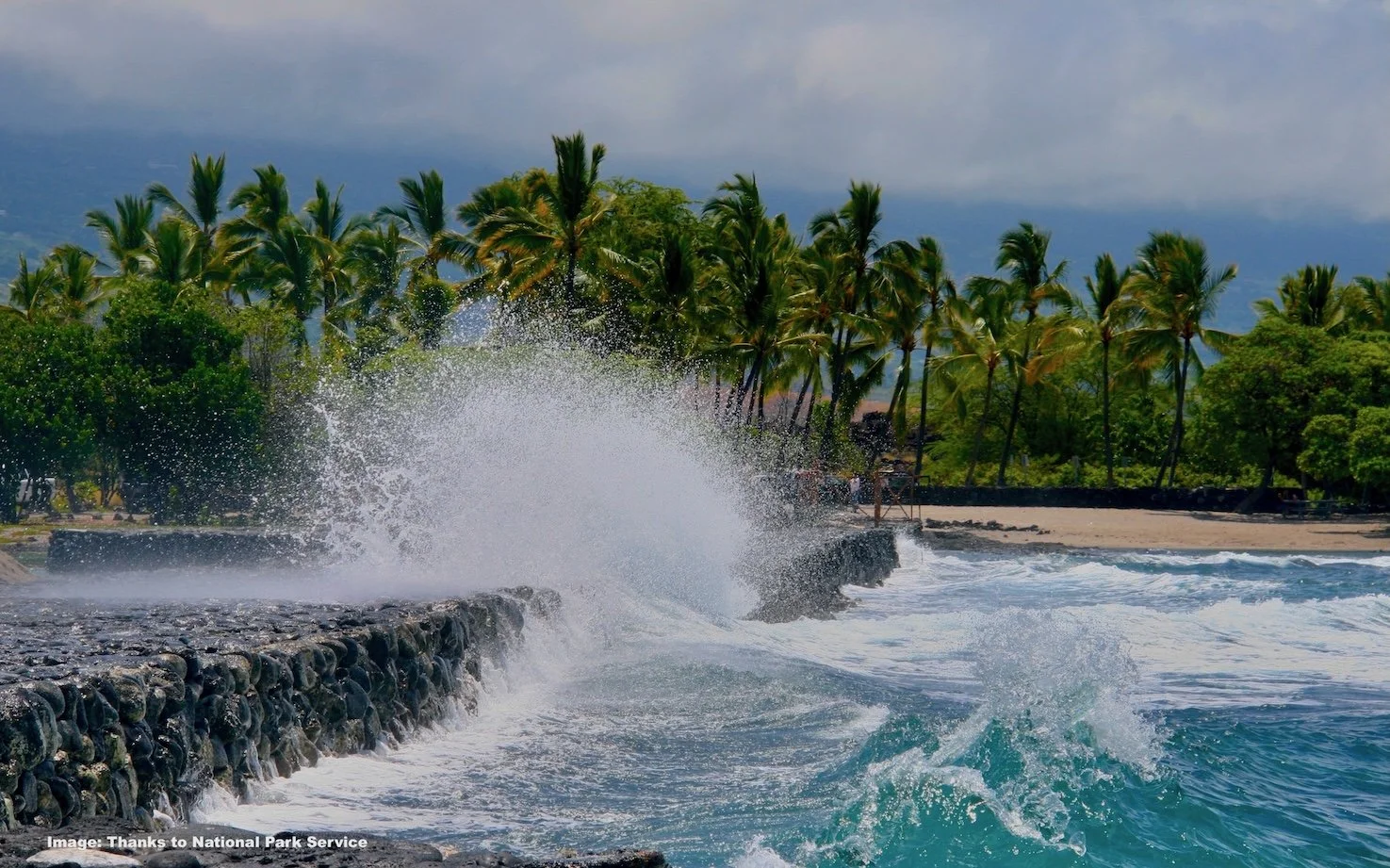 The Surf at the fish pond wall at Kuloko-Honokohau National Park