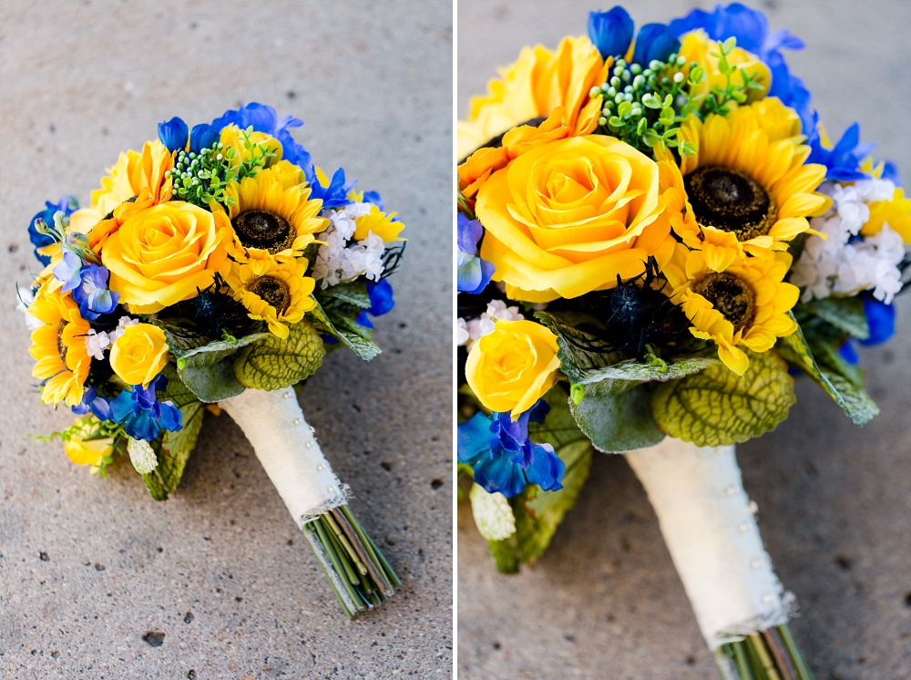 Detroit Lakes, MN Country Styled Wedding at Trinity Lutheran Church &amp; Holmes Ballroom Photographed by Amber Langerud Photography | Sunflower Wedding Bouquet