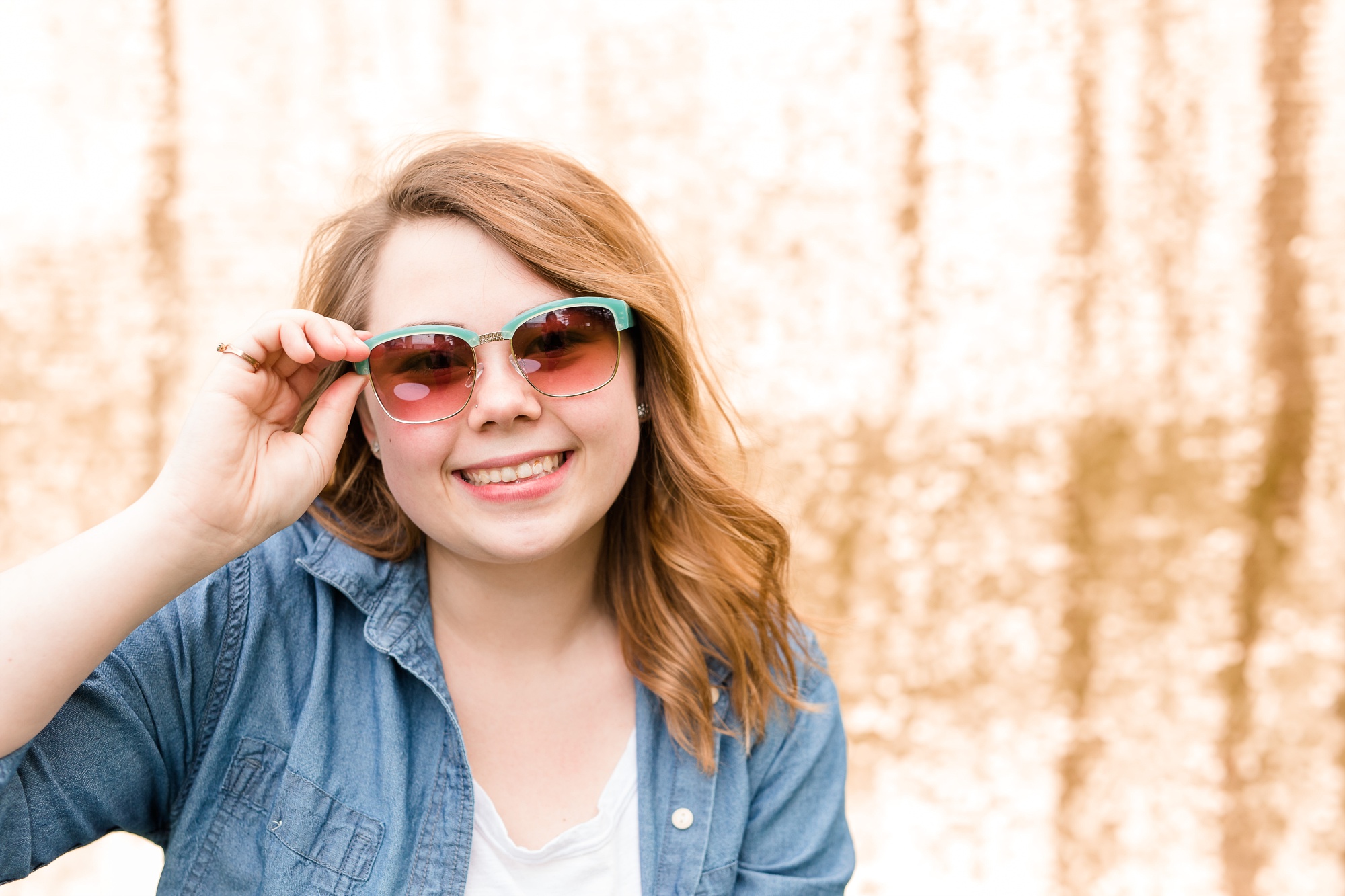 Country & Gold Sequin Styled Portrait Session near Audubon, MN | Dorothy | Gold Sequin backdrop by Drop It Modern | Spring Session | Styled Shoot with Sunglasses