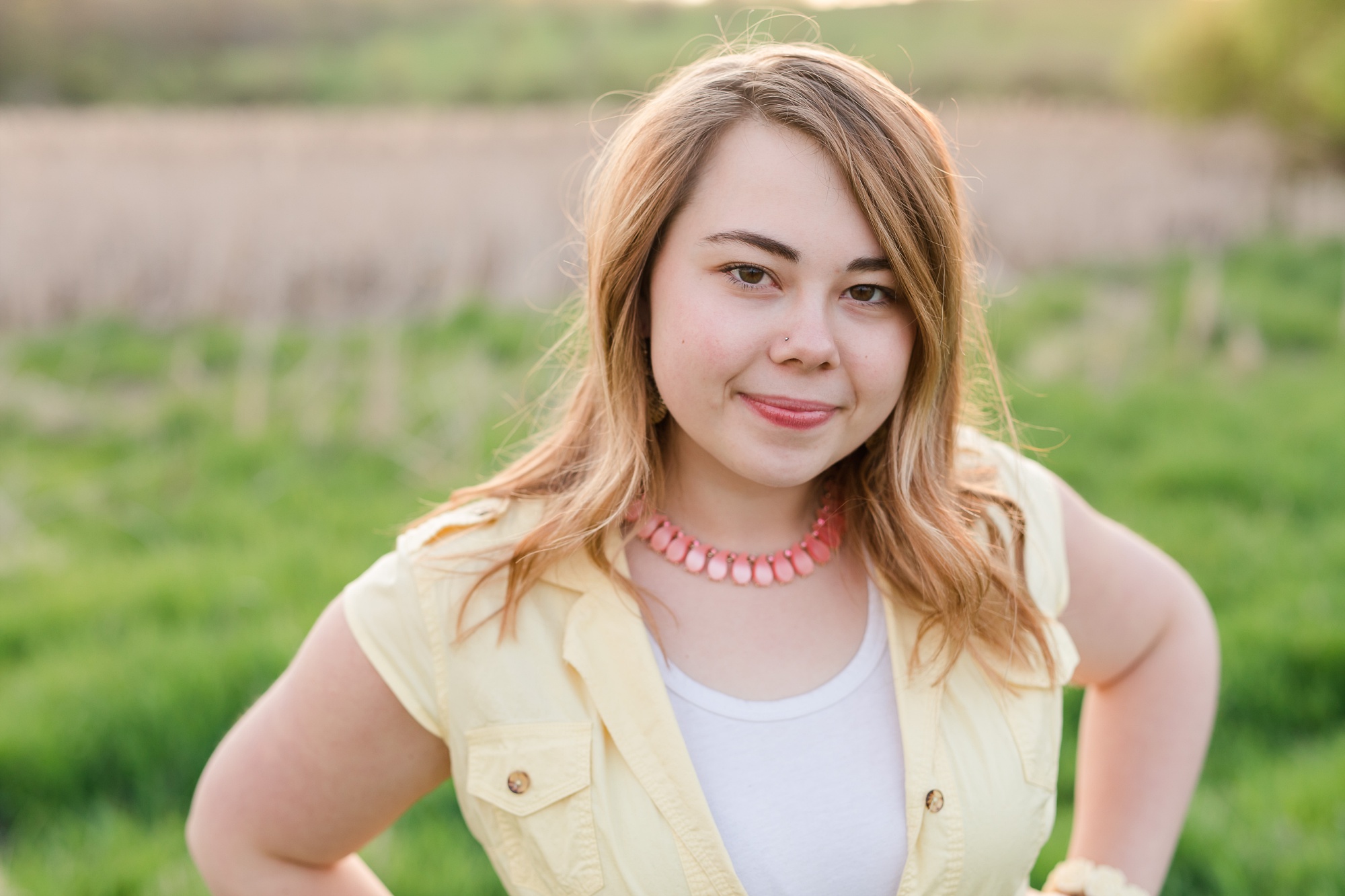 Country & Gold Sequin Styled Portrait Session near Audubon, MN | Dorothy | In a golden/green field | yellow dress | Spring Session | Styled Shoot
