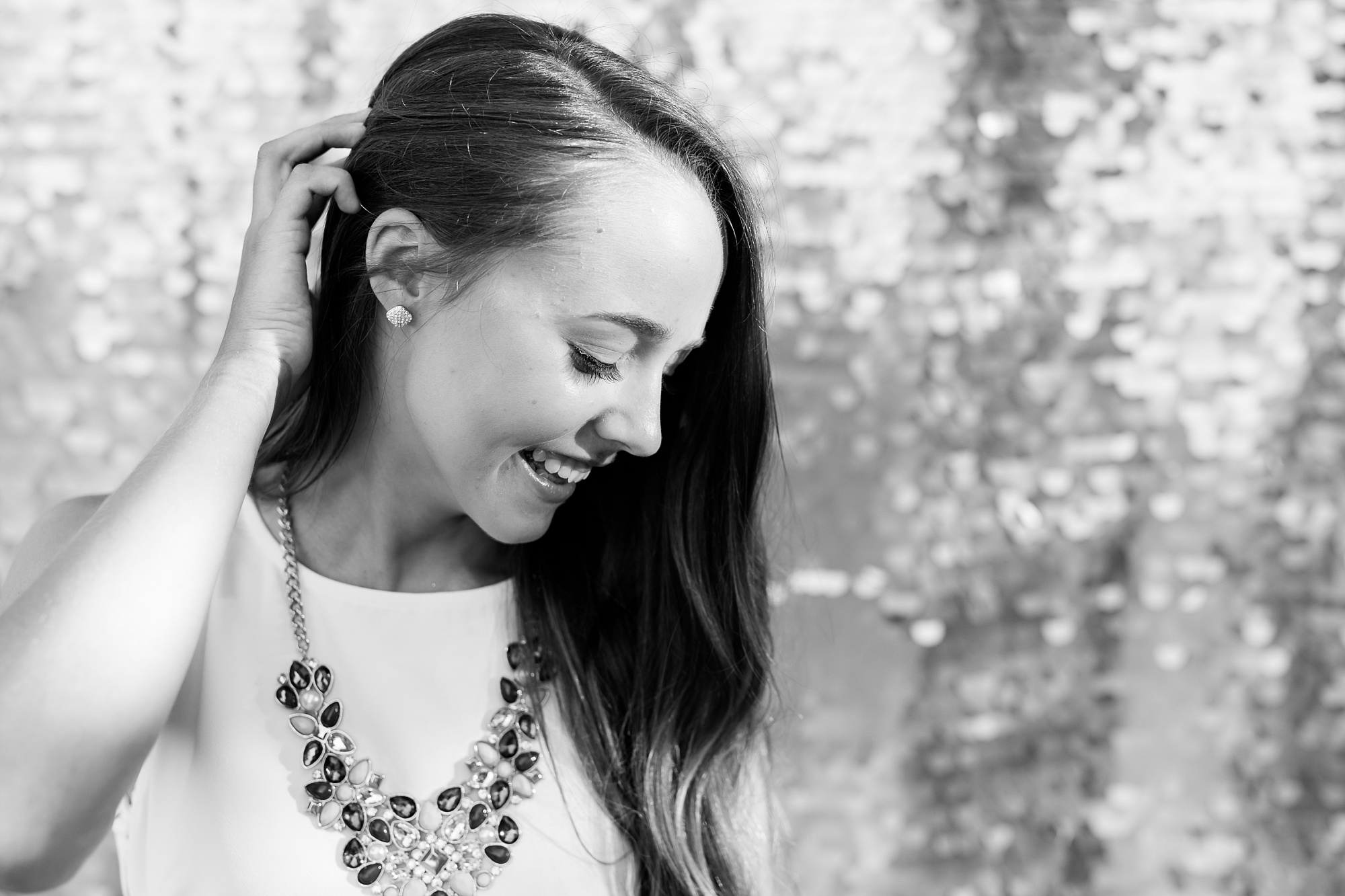 Dance and Country Styled High School Senior Session by Amber Langerud Photography near Audubon with Drop it Modern Gold Sequin Backdrop | Riley