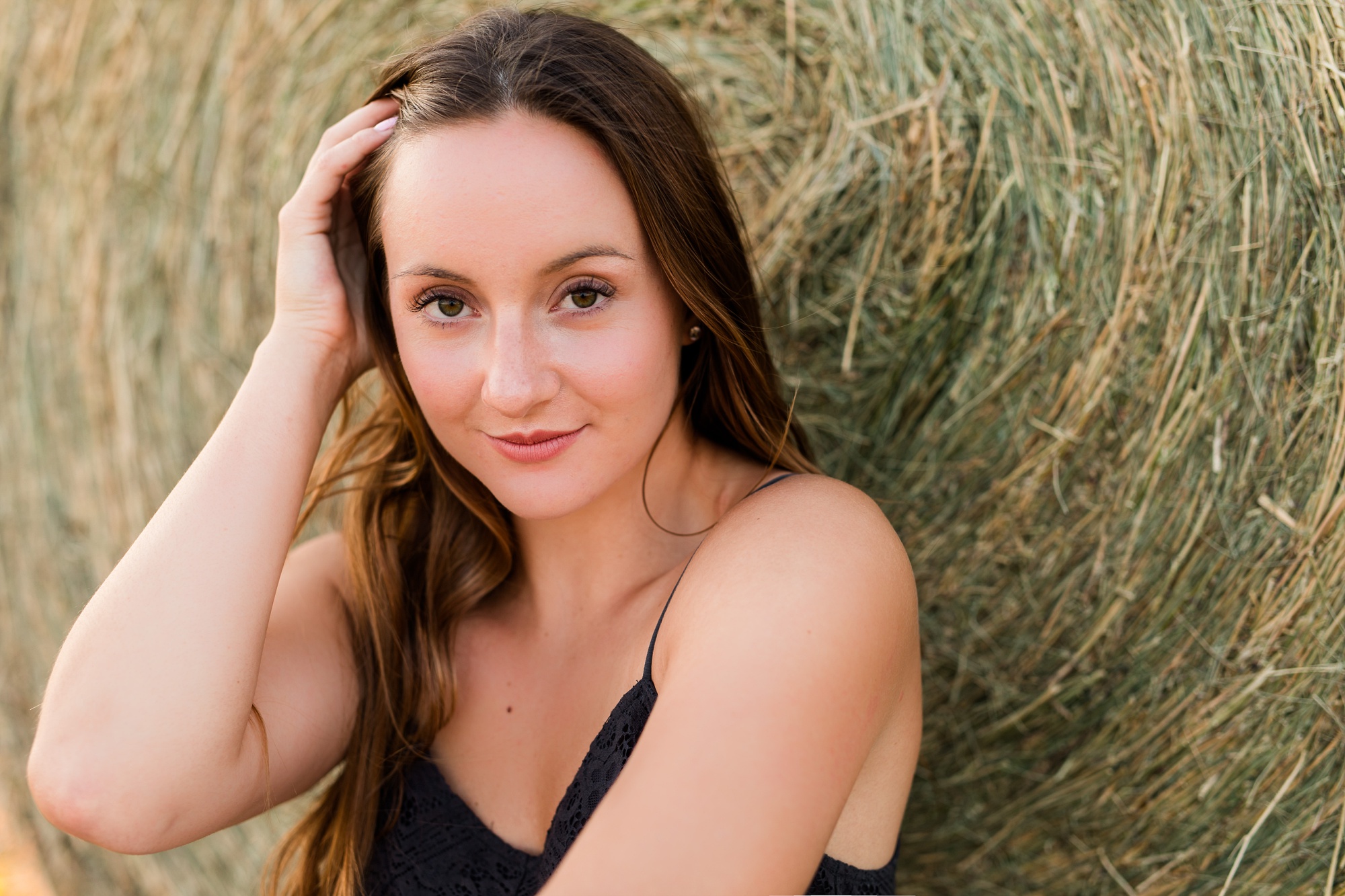 Rural Minnesota High School Senior Session with Hay Bales and by the Lake near Audubon, MN | Livi