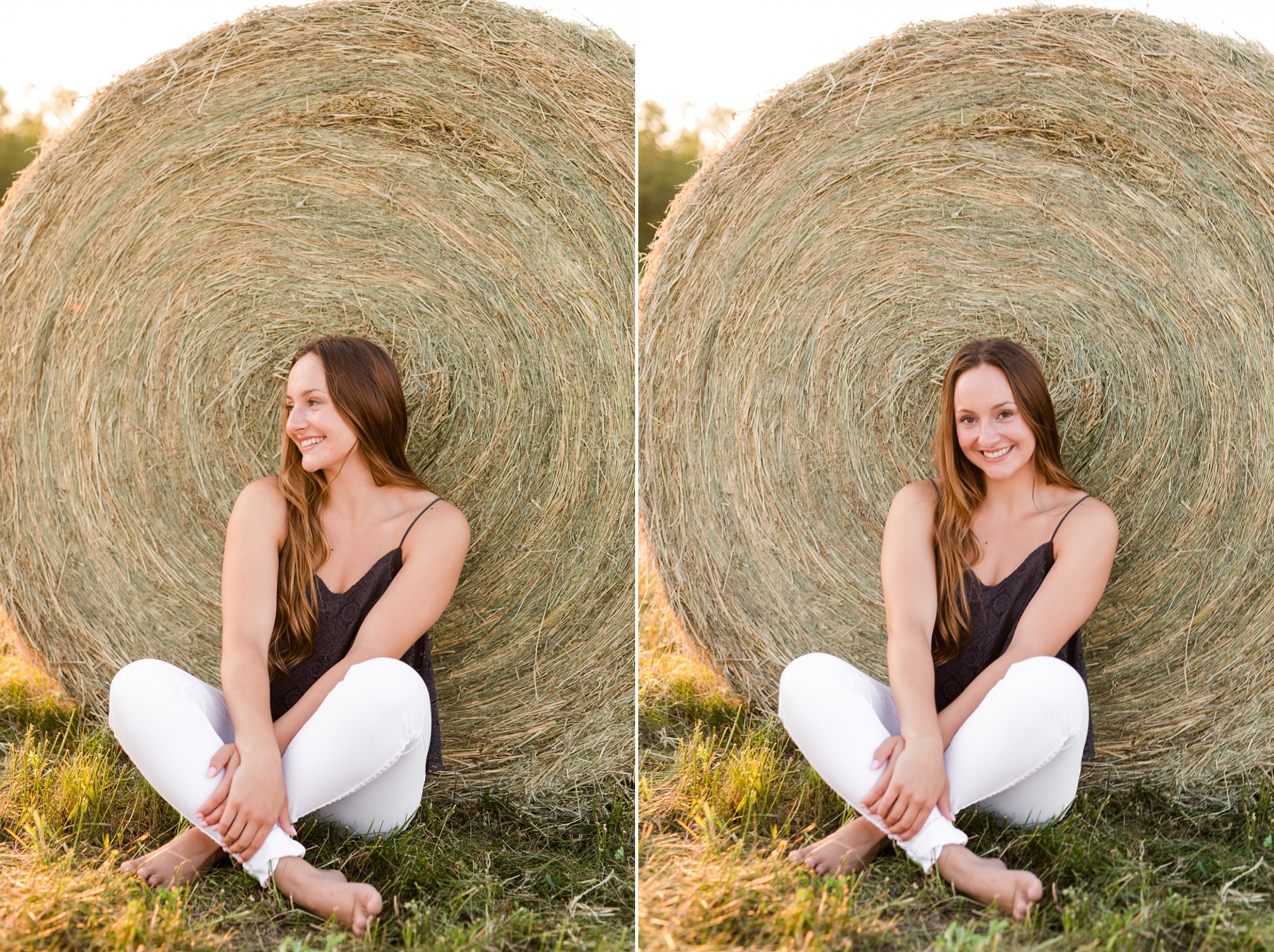 Rural Minnesota High School Senior Session with Hay Bales and by the Lake near Audubon, MN | Livi