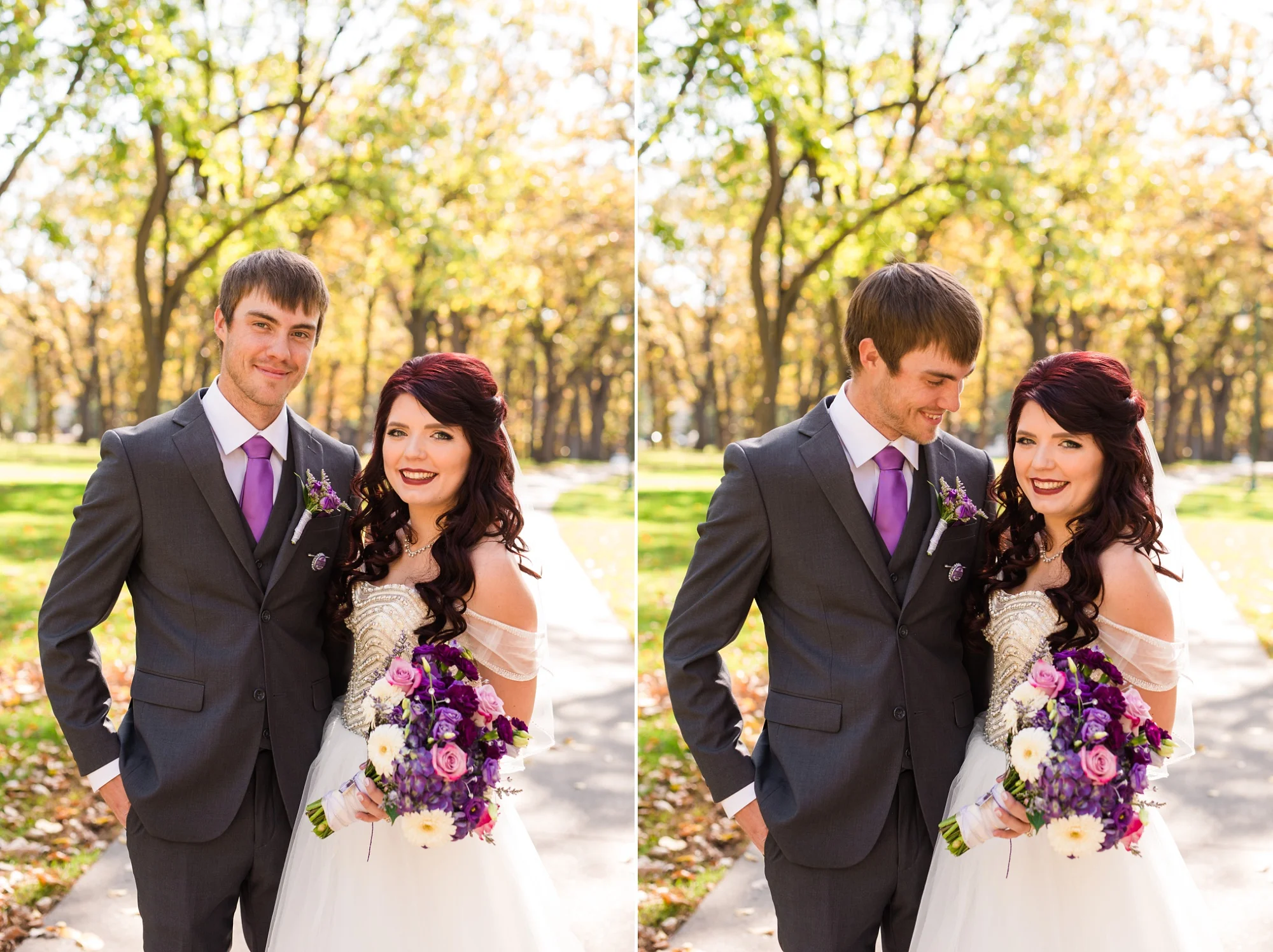 Downtown Fargo Disney Themed Wedding by Amber Langerud Photography | Bride & Groom Portrait Island Park