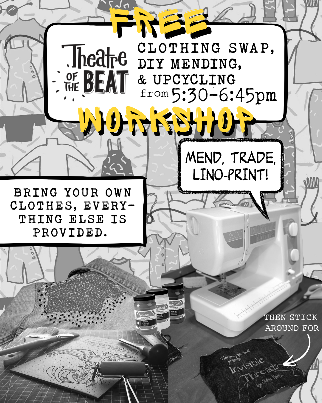 A comic book style poster advertising DIY workshops