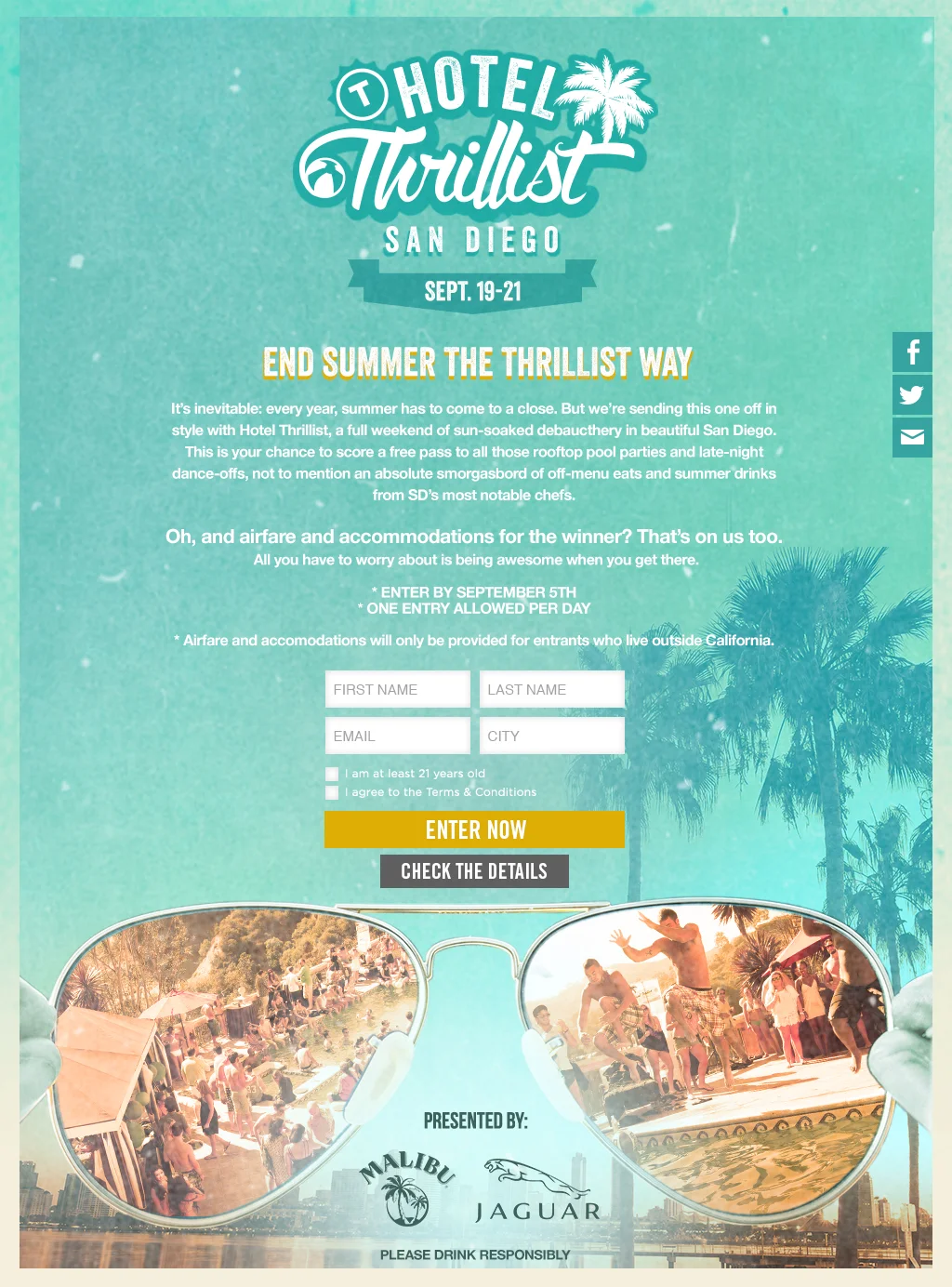 Sweep Landing Page - A customer would land on this page if they clicked on our corresponding Sweepstakes Banner Creative or from an Sweepstakes Invite Email (Below).