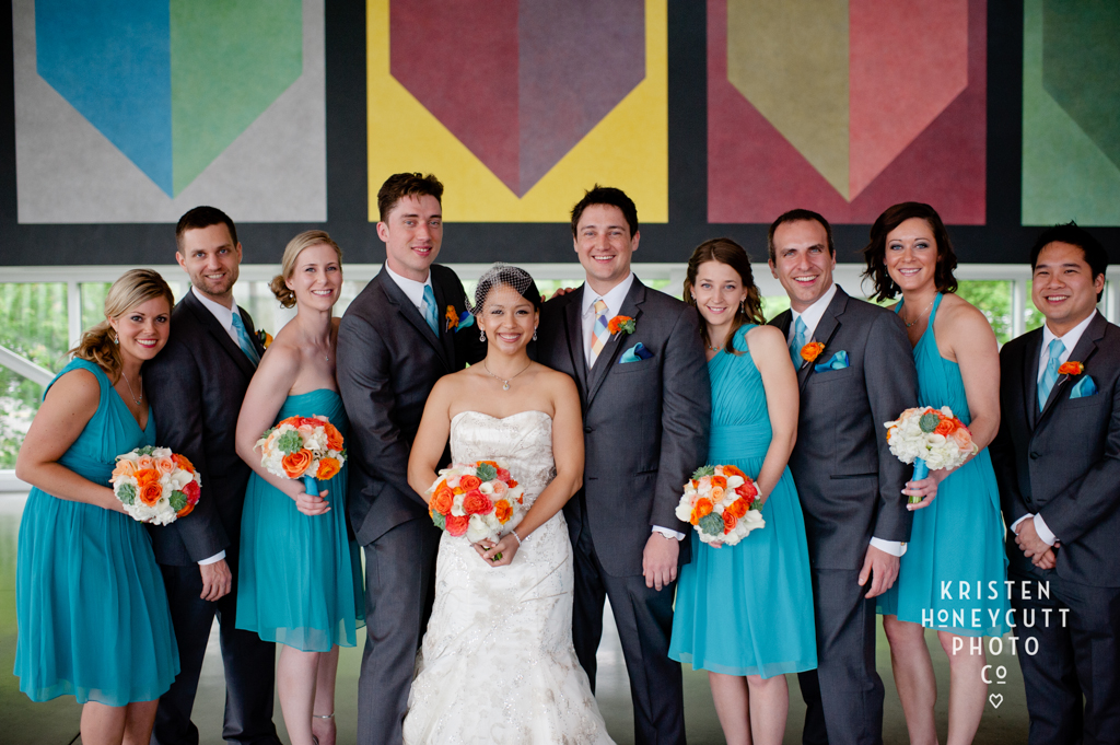 Seattle Aquarium Wedding by New Creations Wedding Design and Coordination | Aqua and Orange Wedding Details
