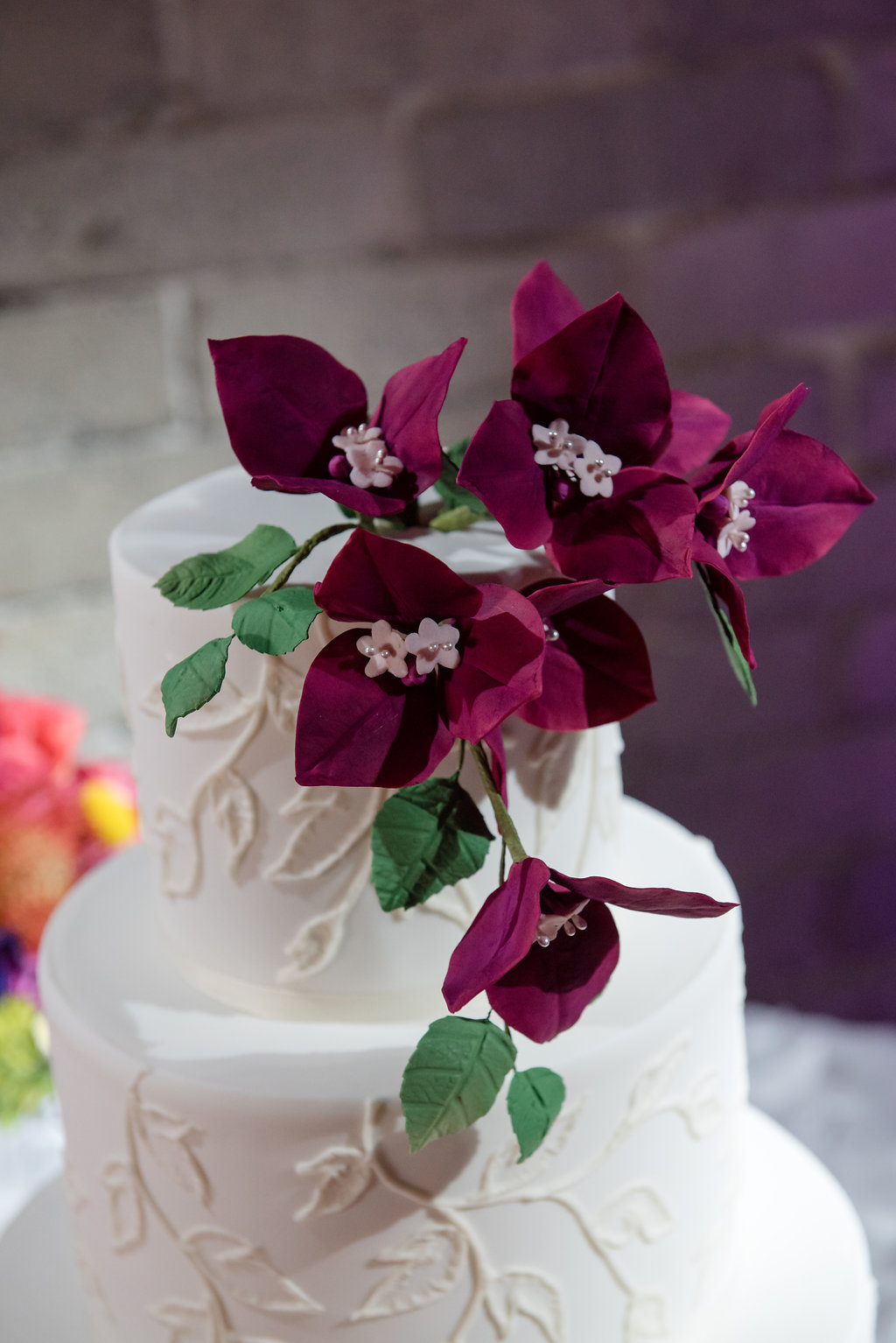 Within Sodo Wedding | Bougainvillea Wedding Cake | Tropical Wedding Cake | Affinity Photography | Seattle Wedding Planner | New Creations Weddings