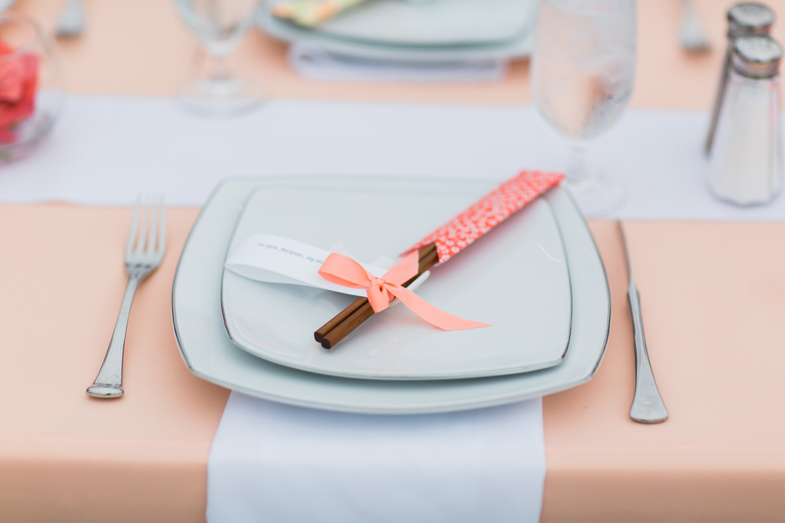 Chopstick Wedding Favors | Pink and Peach Wedding | Asgari Photography | Seattle Wedding Planner | Chinese Wedding Planner | Center for Wooden Boats