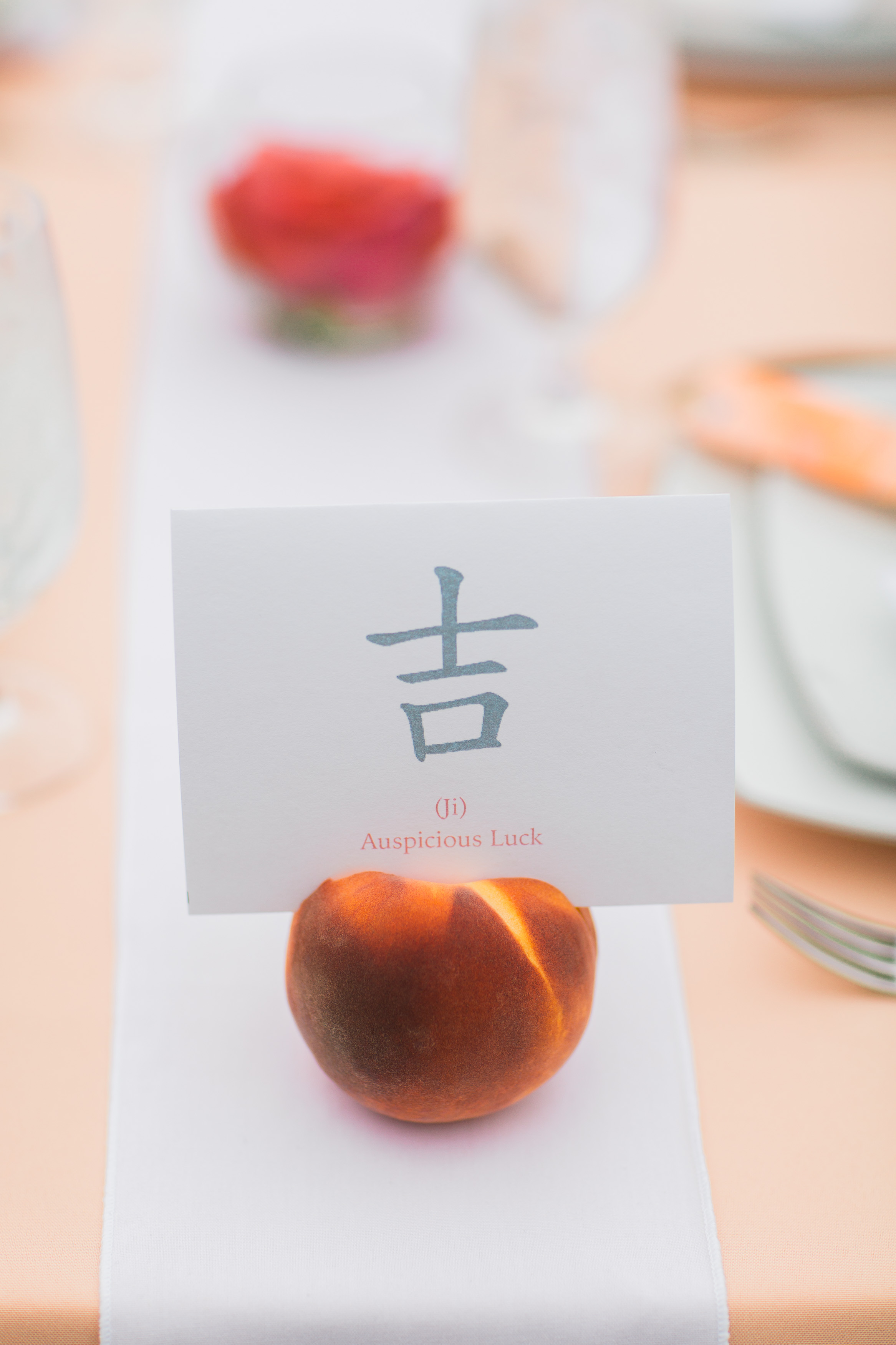 Chinese Table Number | Peach Table Number Holder | Asgari Photography | Center for Wooden Boats | Seattle Wedding Planner | Chinese Wedding Planner