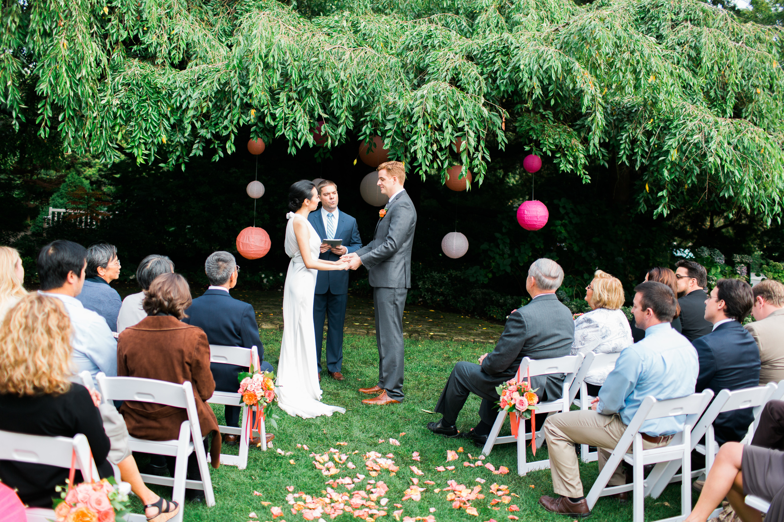 Parsons Gardens Ceremony | Chinese Lanterns | Pink and Peach Wedding | Asgari Photography | Seattle Wedding Planner | Chinese Wedding Planner