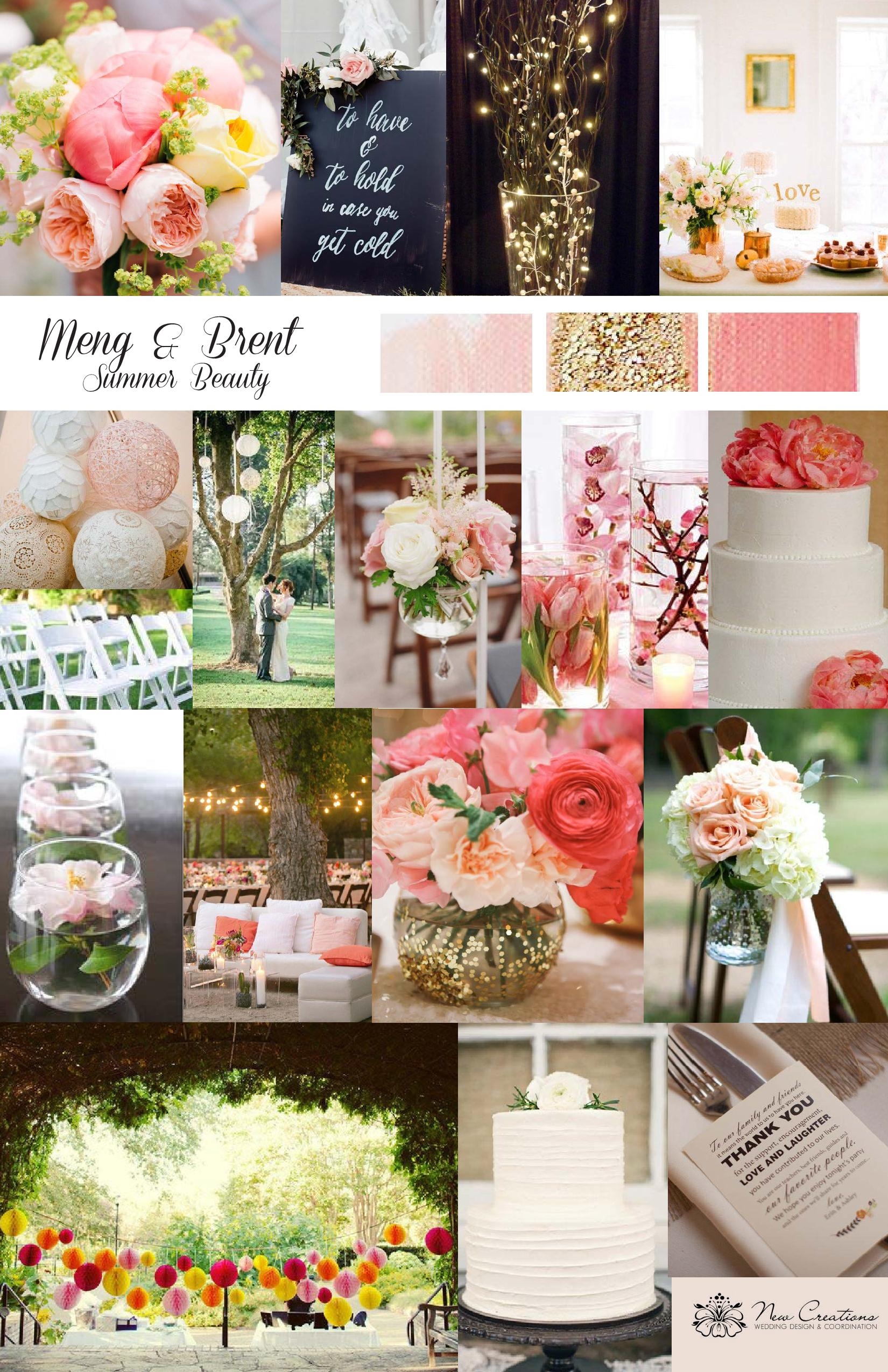 Original Inspiration Board For Meng and Brent Created by New Creations Weddings | Pink and Peach Wedding