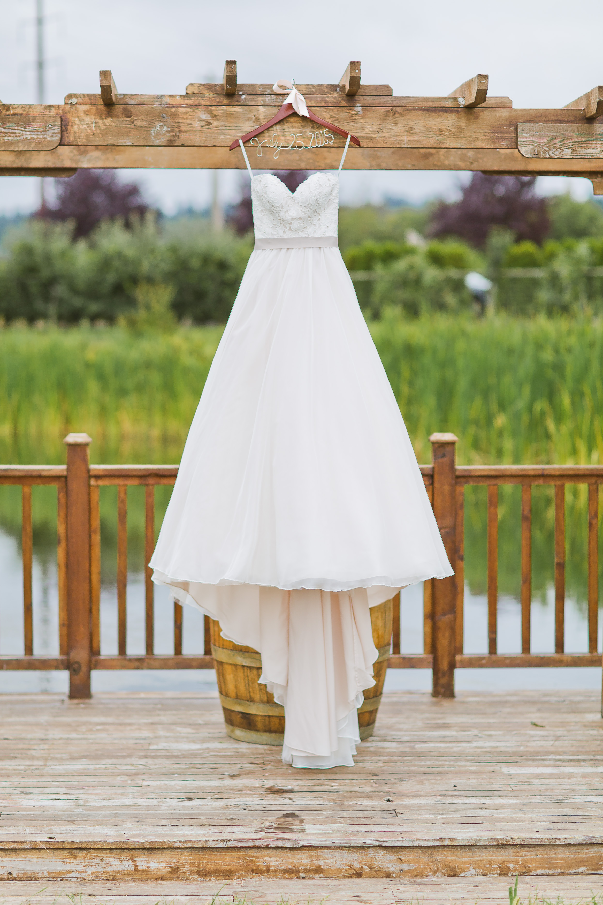 Hanging Wedding Dress | Asgari Photography | Swans Trail Farm Snohomish Wedding | Snohomish Wedding Planner | Seattle Wedding Planner