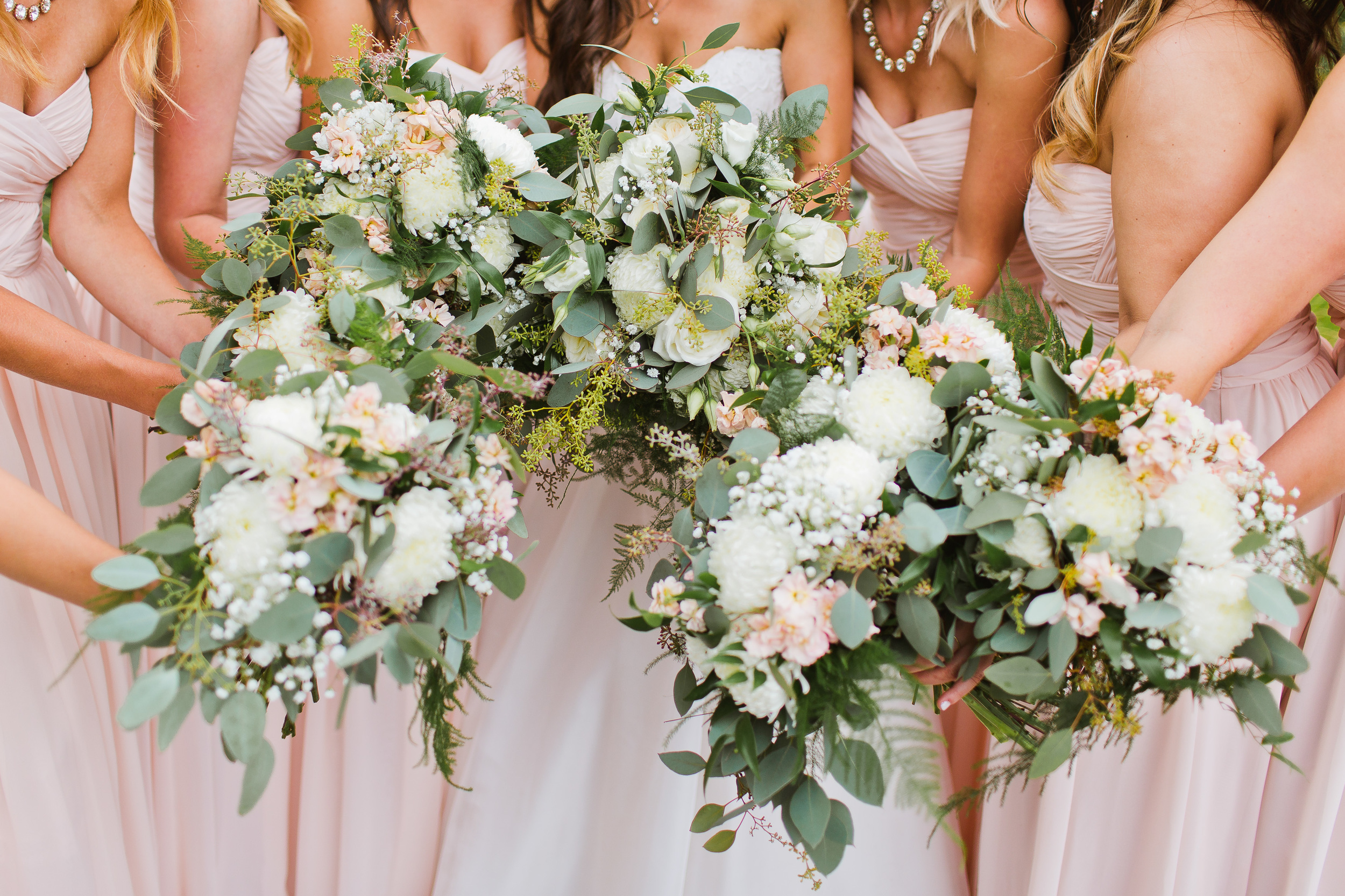 Blush Ivory and Green Wedding Bouquets | Eucalyptus Bridal Bouquet | Rustic Wedding Bouquet | Garden Wedding Bouquet | Asgari Photography | Swans Trail Farm Wedding Snohomish