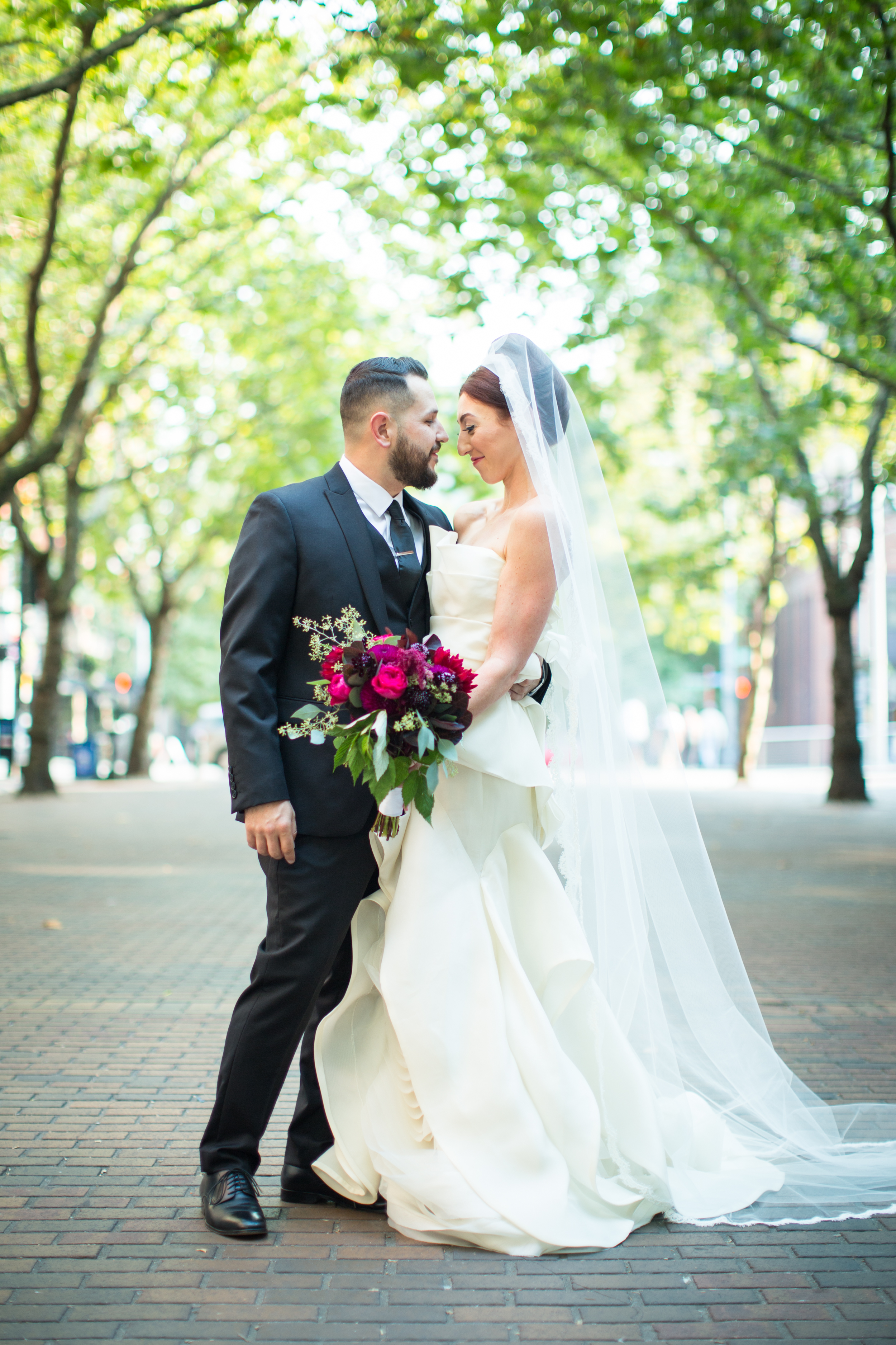 Wedding Day Portrait | Peony Bouquet | Axis Pioneer Square Wedding | Angela and Evan Photography | Seattle Wedding Planner