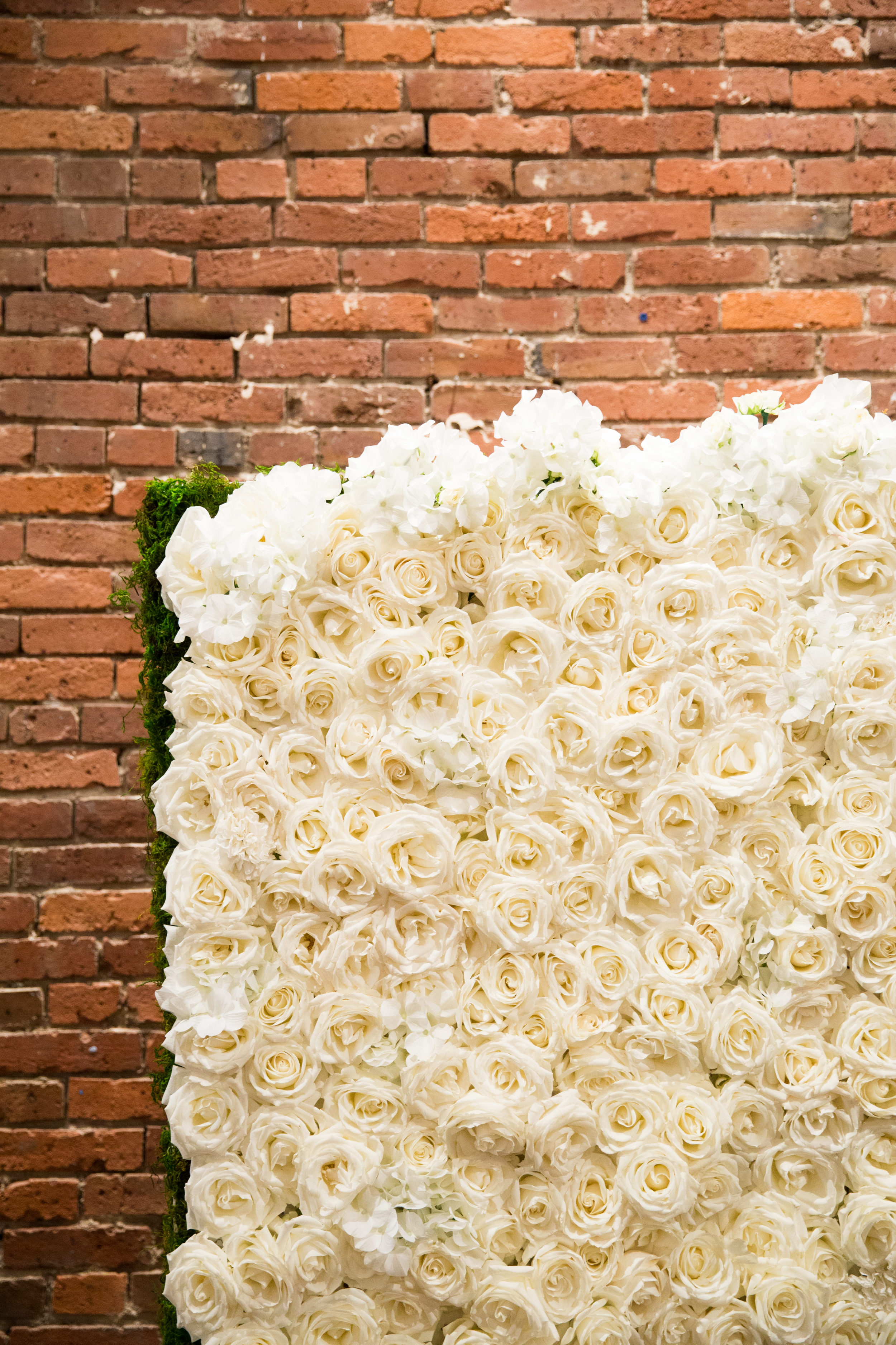 Flower Wall Wedding Backdrop | Rose Wedding Ceremony Wall | Axis Pioneer Square Wedding | Angela and Evan Photography | Seattle Wedding Planner