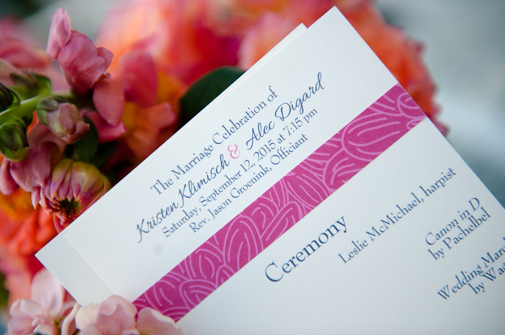 Wedding Program | Pink Wedding | Fall Wedding | Skansonia Ferry Wedding | Affinity Photography | Seattle Wedding Planner 