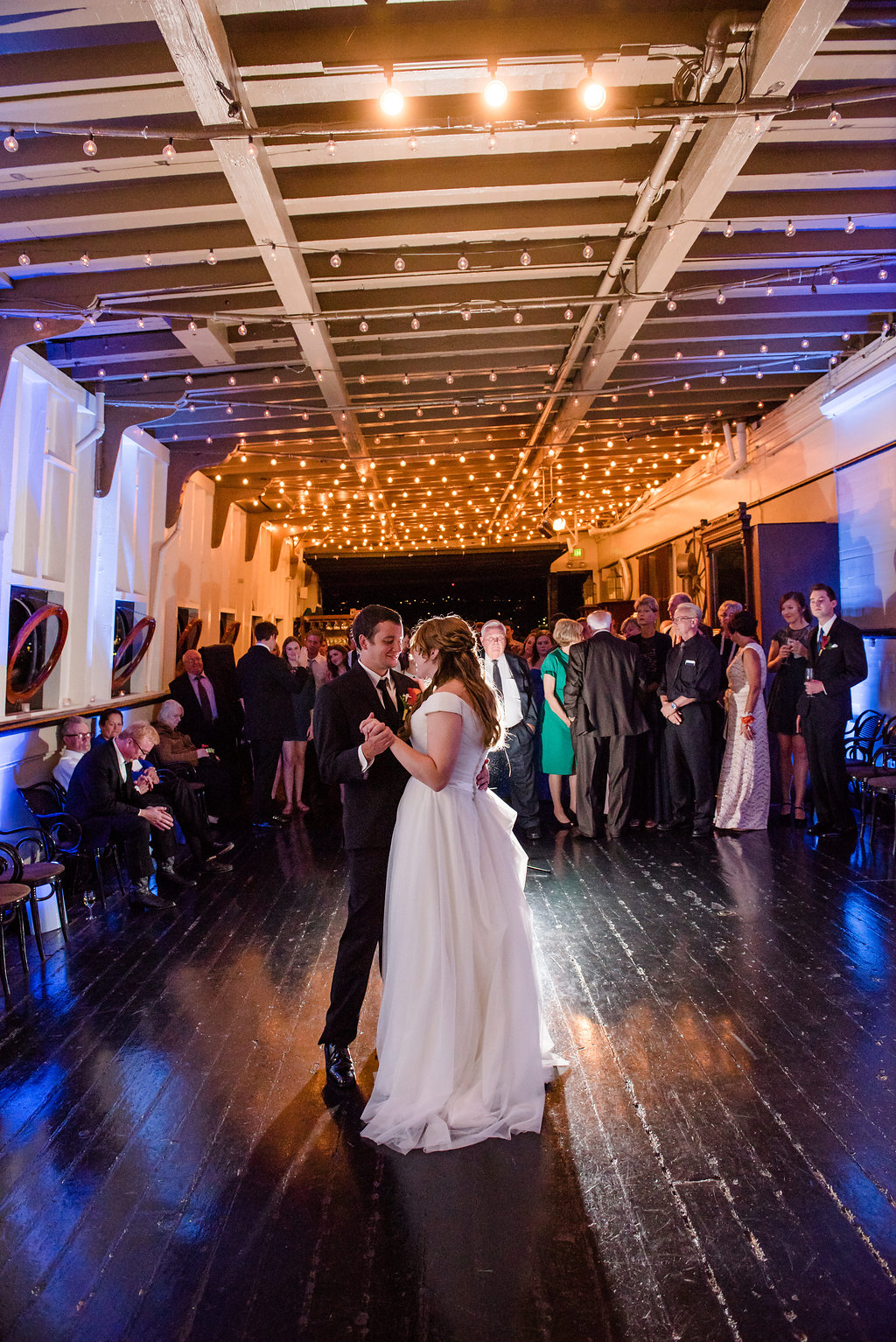 First Dance | Cafe Lighting | Skansonia Ferry Wedding | Affinity Photography | Seattle Wedding Planner