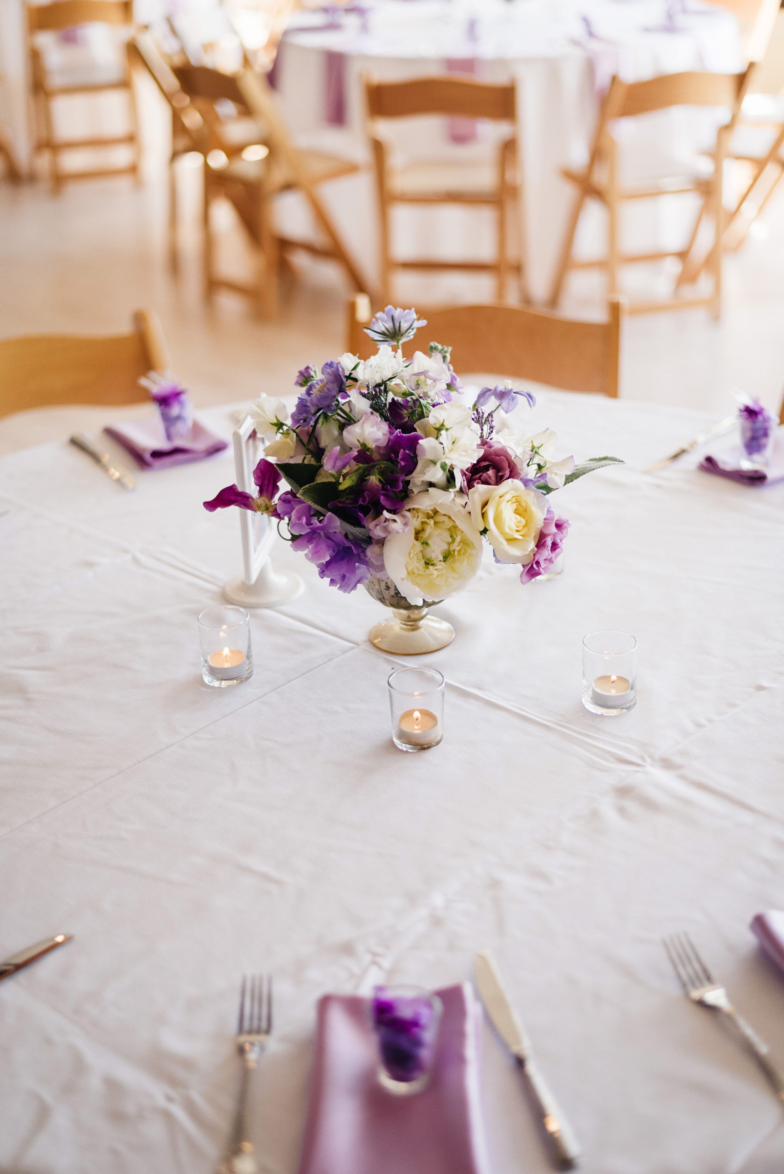 Purple and White Wedding Centerpiece | Joe and Patience Photography | Filipino Wedding Planner | Seattle Wedding Planner | Ballard Bay Club Wedding