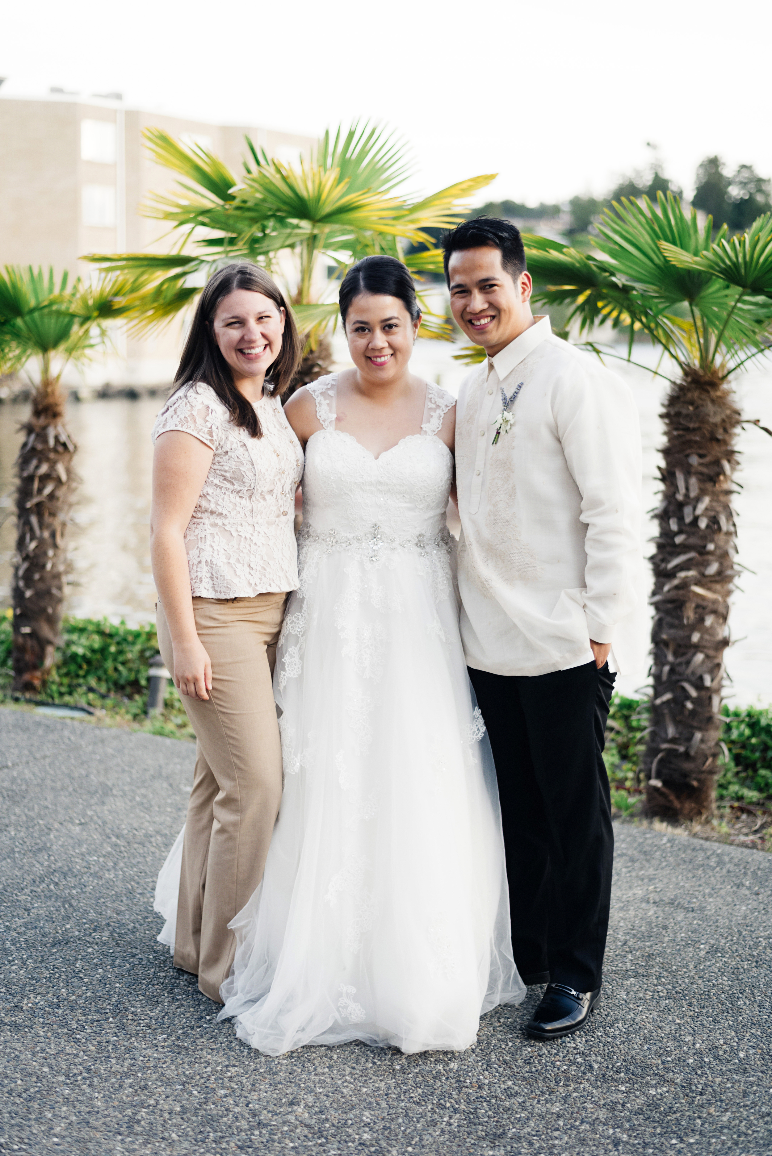 Bride and Groom with Wedding Planner | Joe and Patience Photography | Filipino Wedding Planner | Seattle Wedding Planner | Ballard Bay Club Wedding