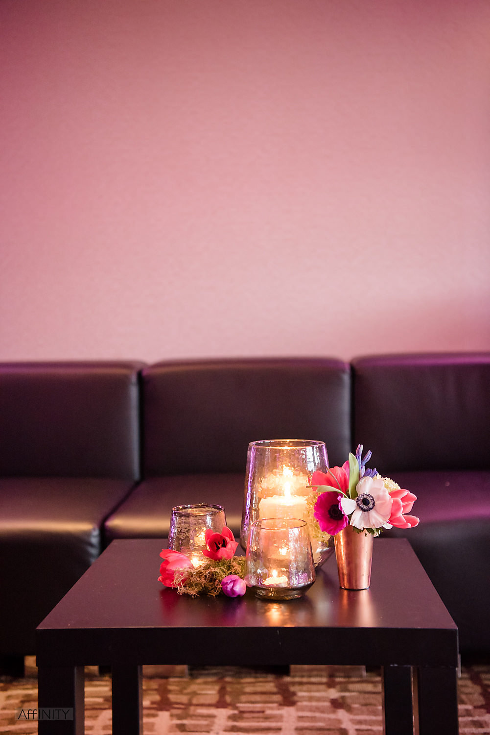 Modern Tropical Lounge Seating at Willows Lodge for Weddings in Woodinville
