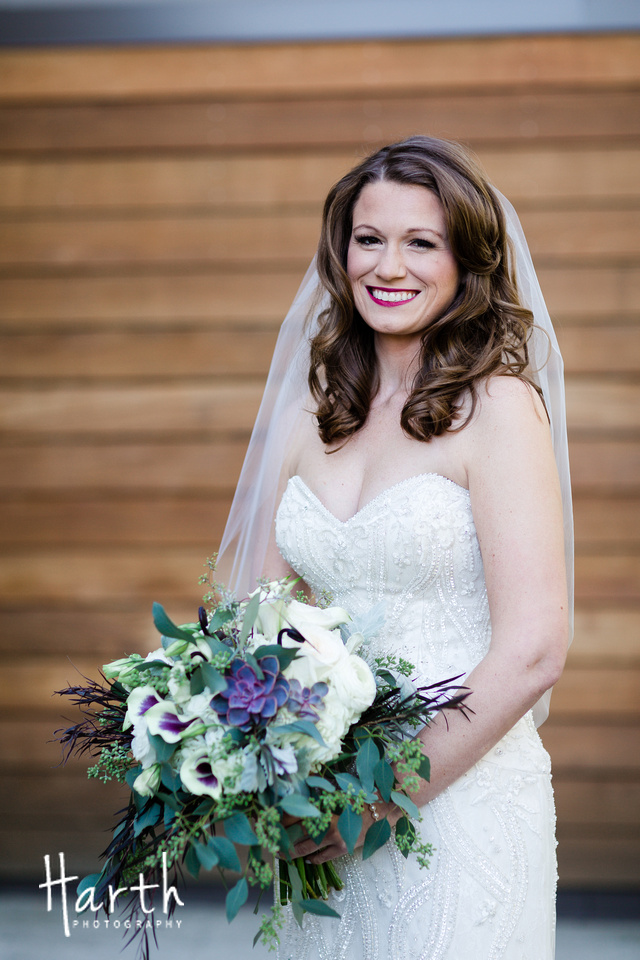 Purple Garden Inspired Wedding Bouquet at Willows Lodge